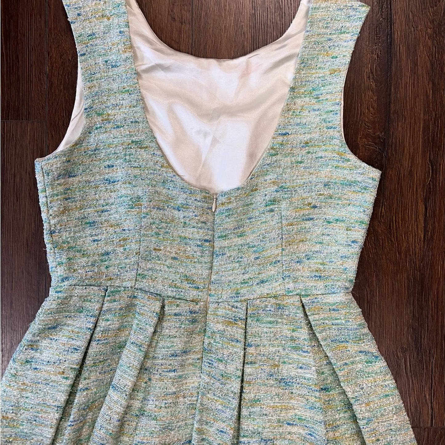 Paper crown parkside pleated tweed dress SZ LG
