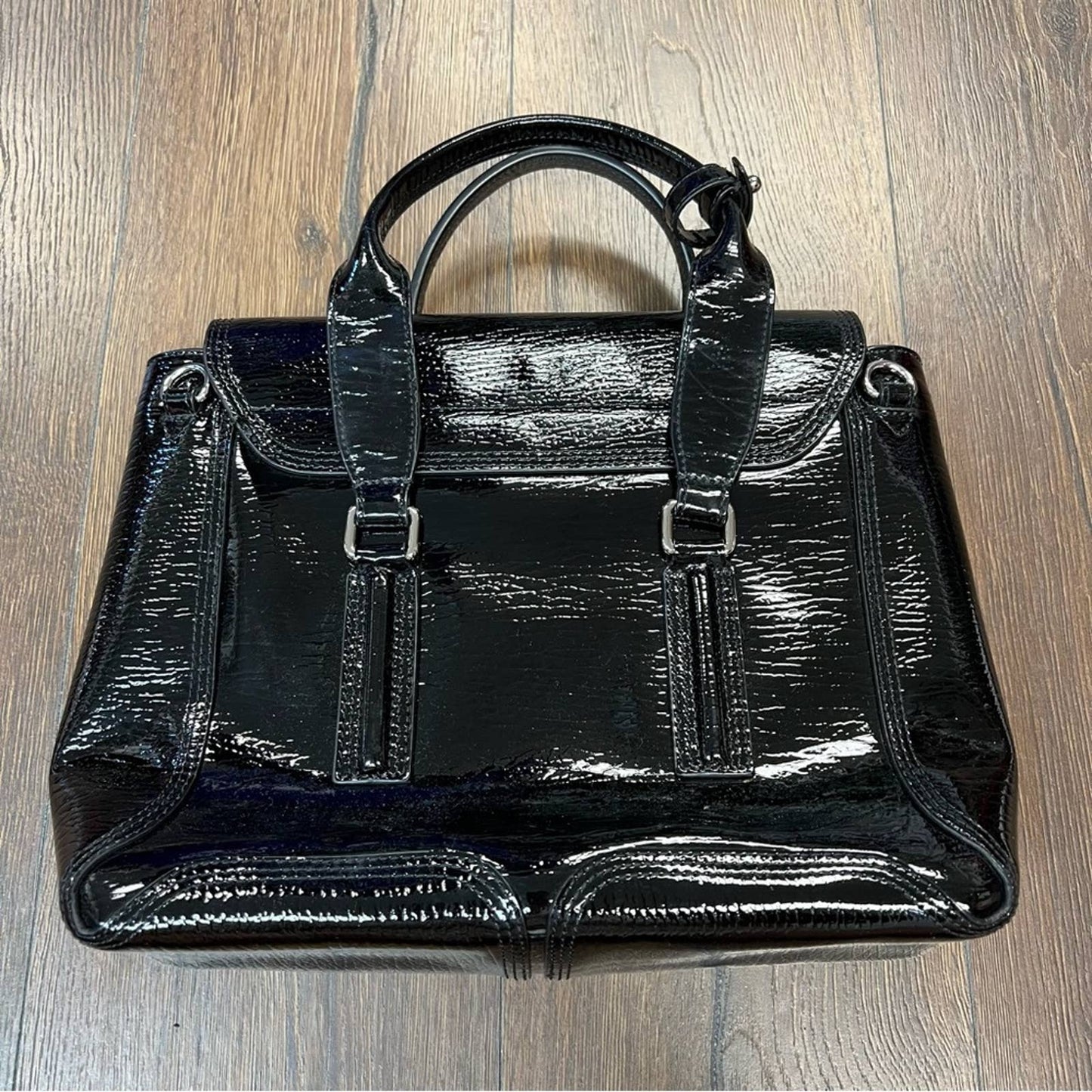 3.1 Phillip Lim Black Patent Leather Pashli Satchel