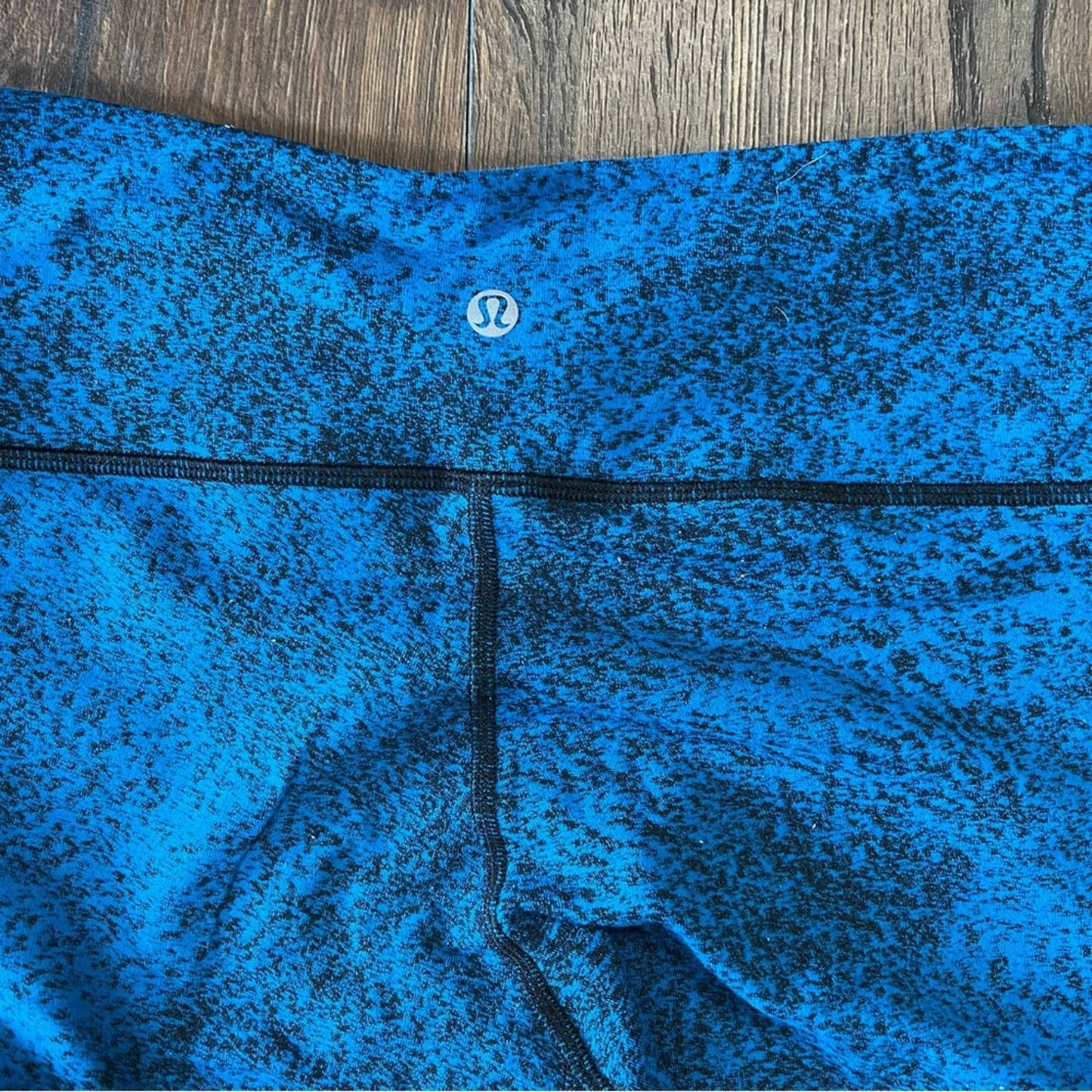 Lululemon Wunder Under Pant III Luon Spray Jacquard Shocking Blue Black SZ 8