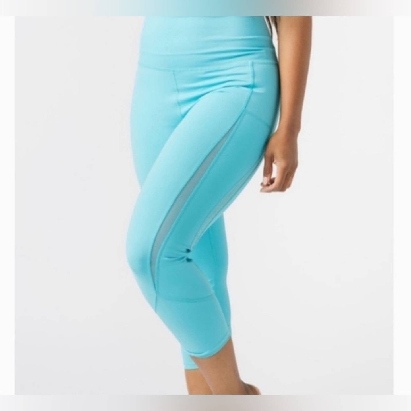 ZYIA Active High Rise Turquoise Mesh Panel Legging SZ 6/8