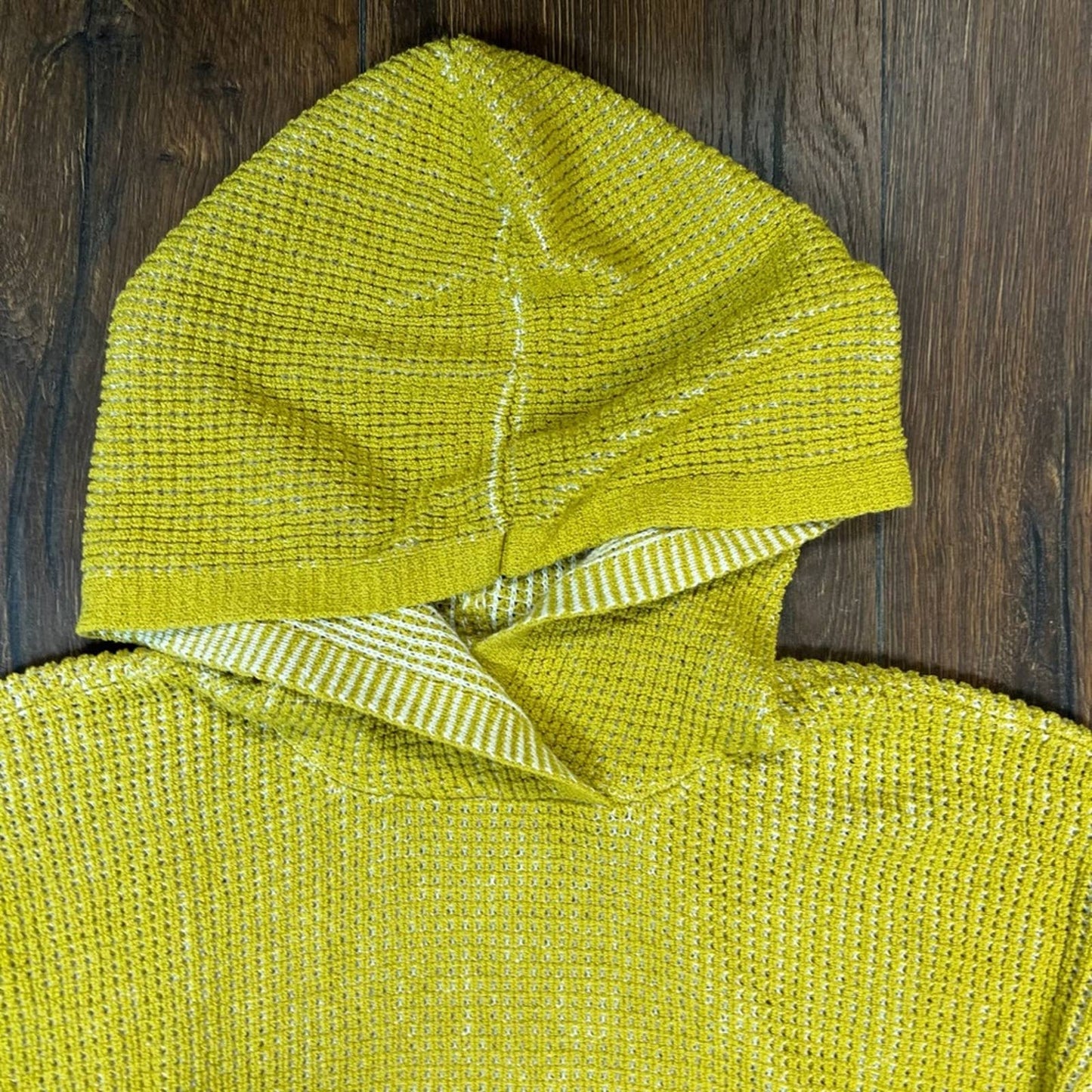 Eileen Fisher silk blend Boxy Mustard Sweater Hoodie SZ XS