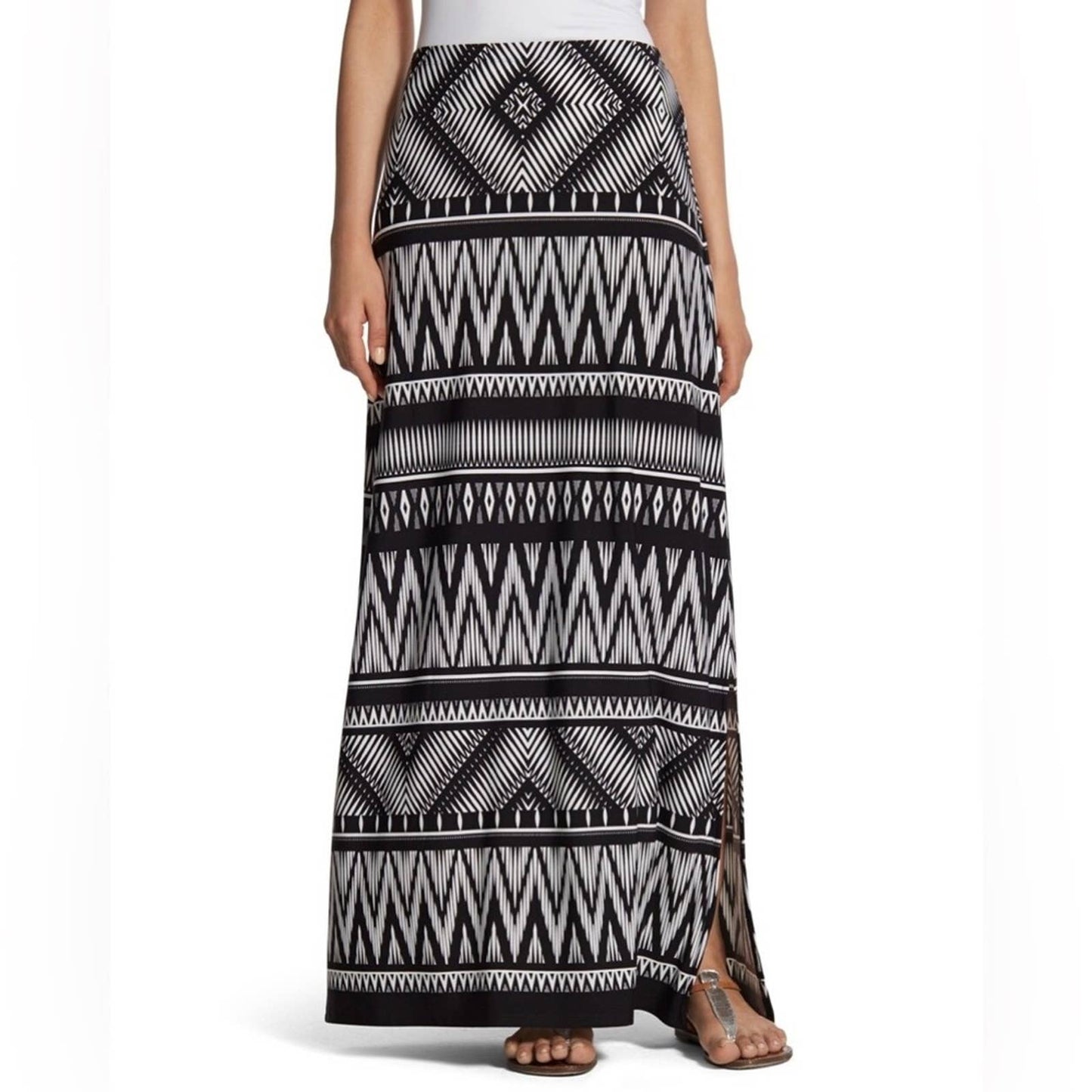 Chicos black and white maxi Skirt SZ 2/LG