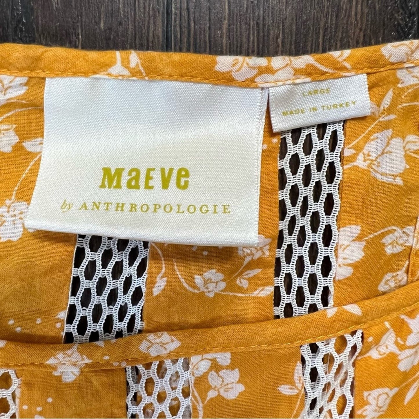 Anthropologie Maeve Martell Floral Yellow Tank Top SZ LG