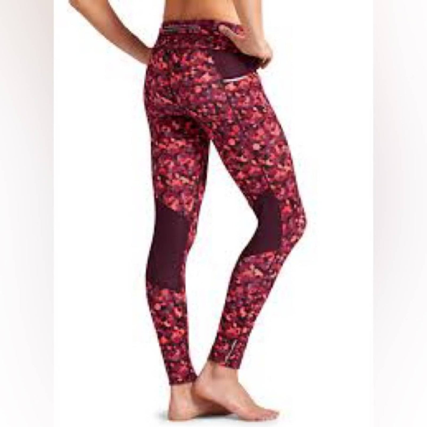 Athleta Be Free Legging Red Geometric Triangular SZ MED