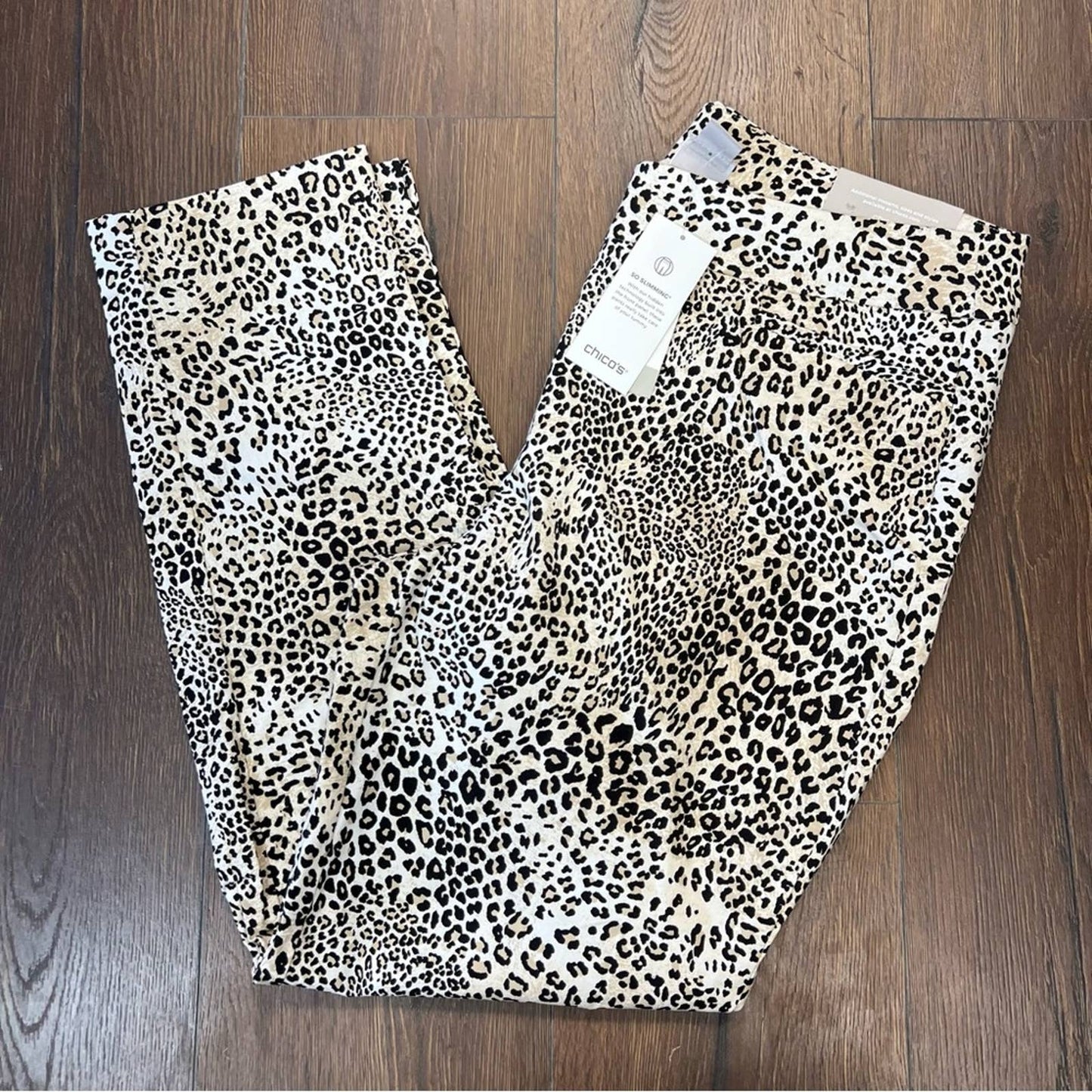 🆕 Chicos So Slimming Brigitte Animal-Print Slim Ankle Pants SZ 2/12