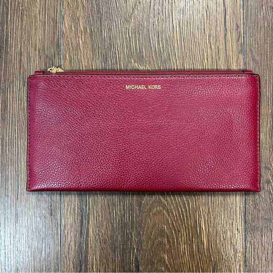 Michael Kors red leather envelope wallet