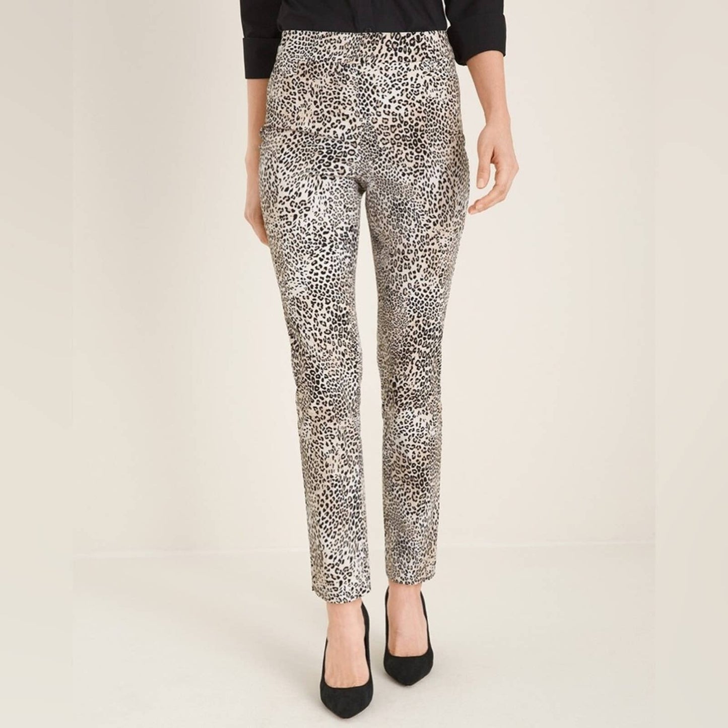 🆕 Chicos So Slimming Brigitte Animal-Print Slim Ankle Pants SZ 2/12