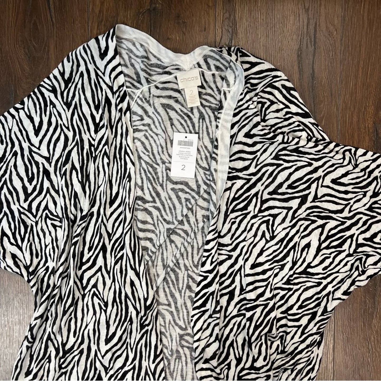 🆕 Chicos Graphic Zebra Cherie Cocoon Sweater SZ 2/LG