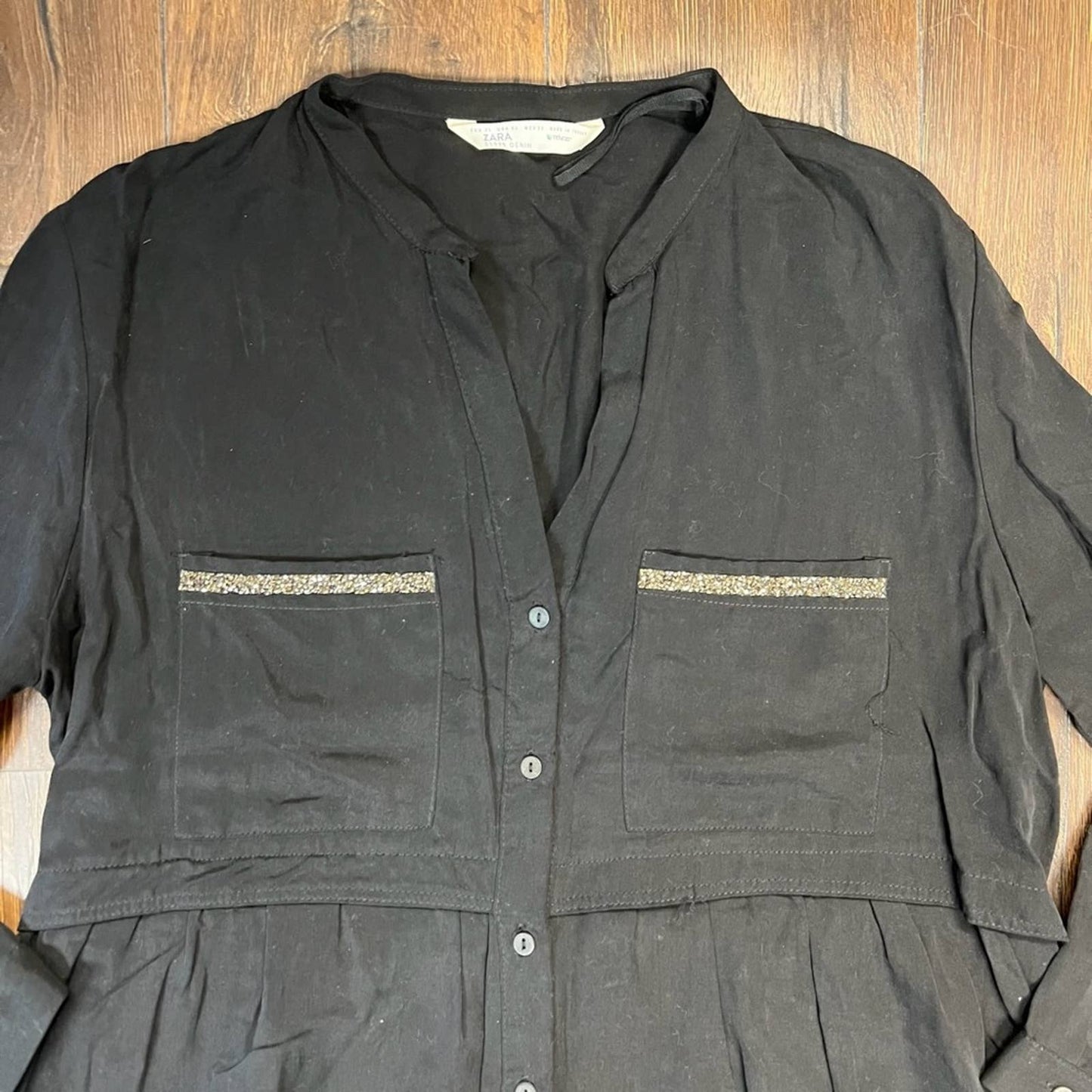 Zara black button down dress SZ XL
