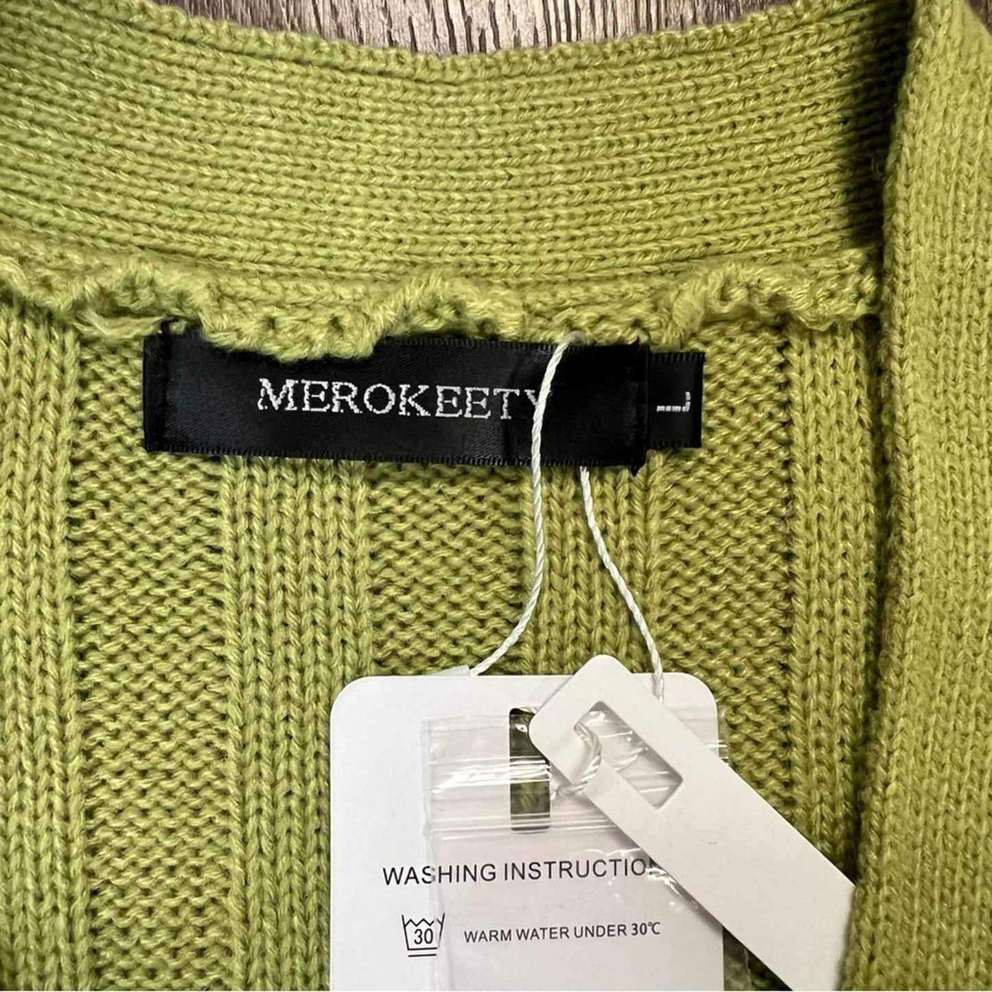 🆕 Merokeety green open front button down cardigan SZ LG