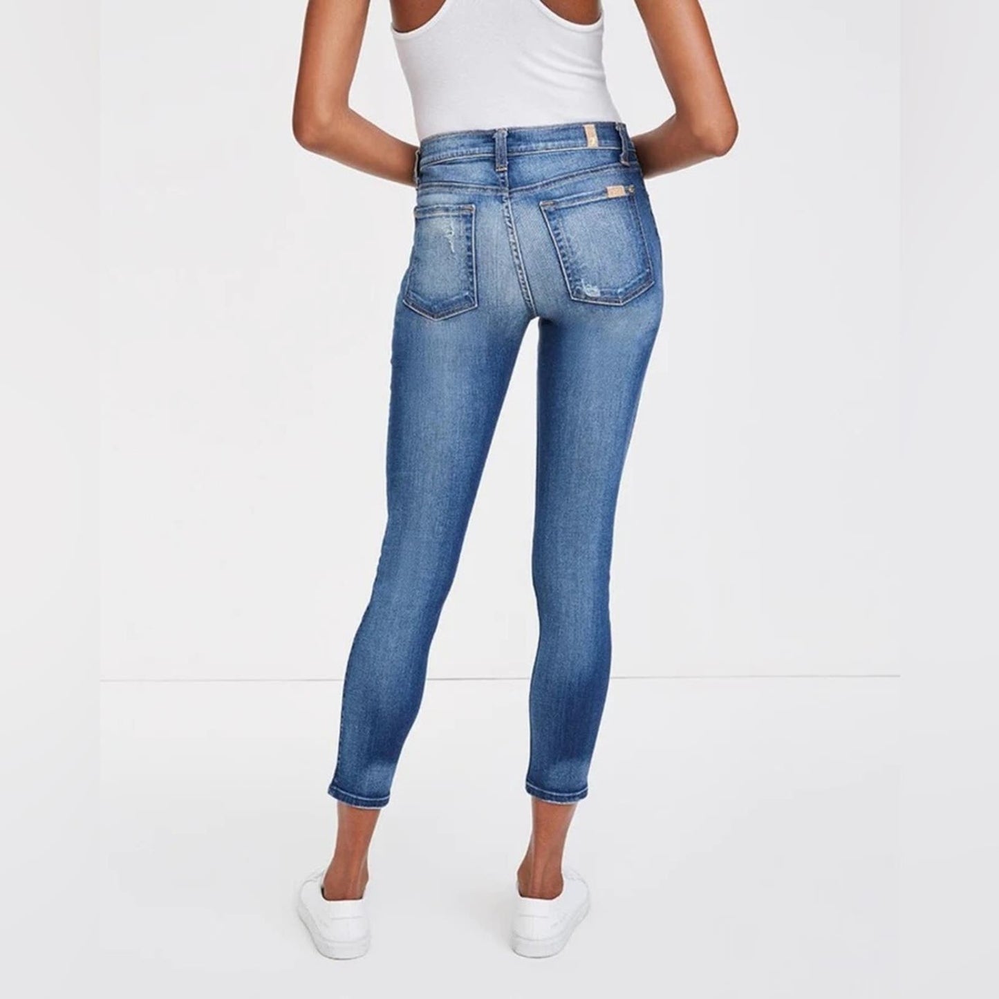 🆕 7 for all Mankind ANKLE SKINNY IN DISTRESSED AUTHENTIC LIGHT SZ 32/12