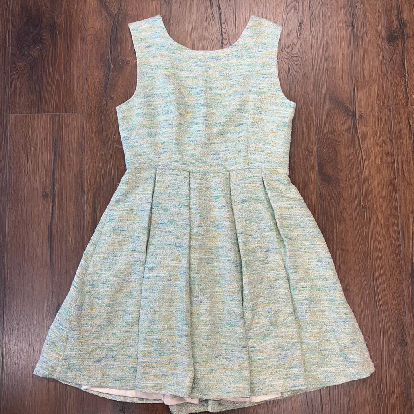 Paper crown parkside pleated tweed dress SZ LG