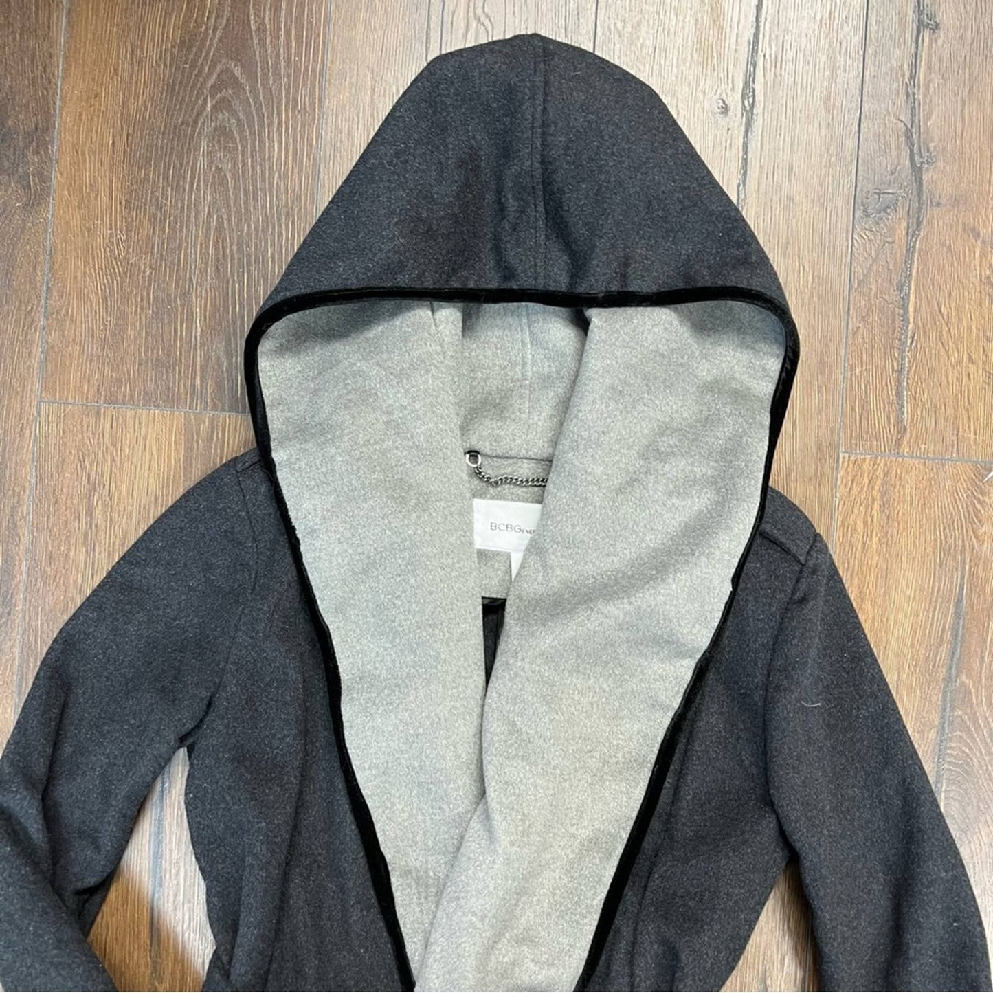 Marcelle Margaux | BCBG Charcoal Belted Wool Jacket SZ SM