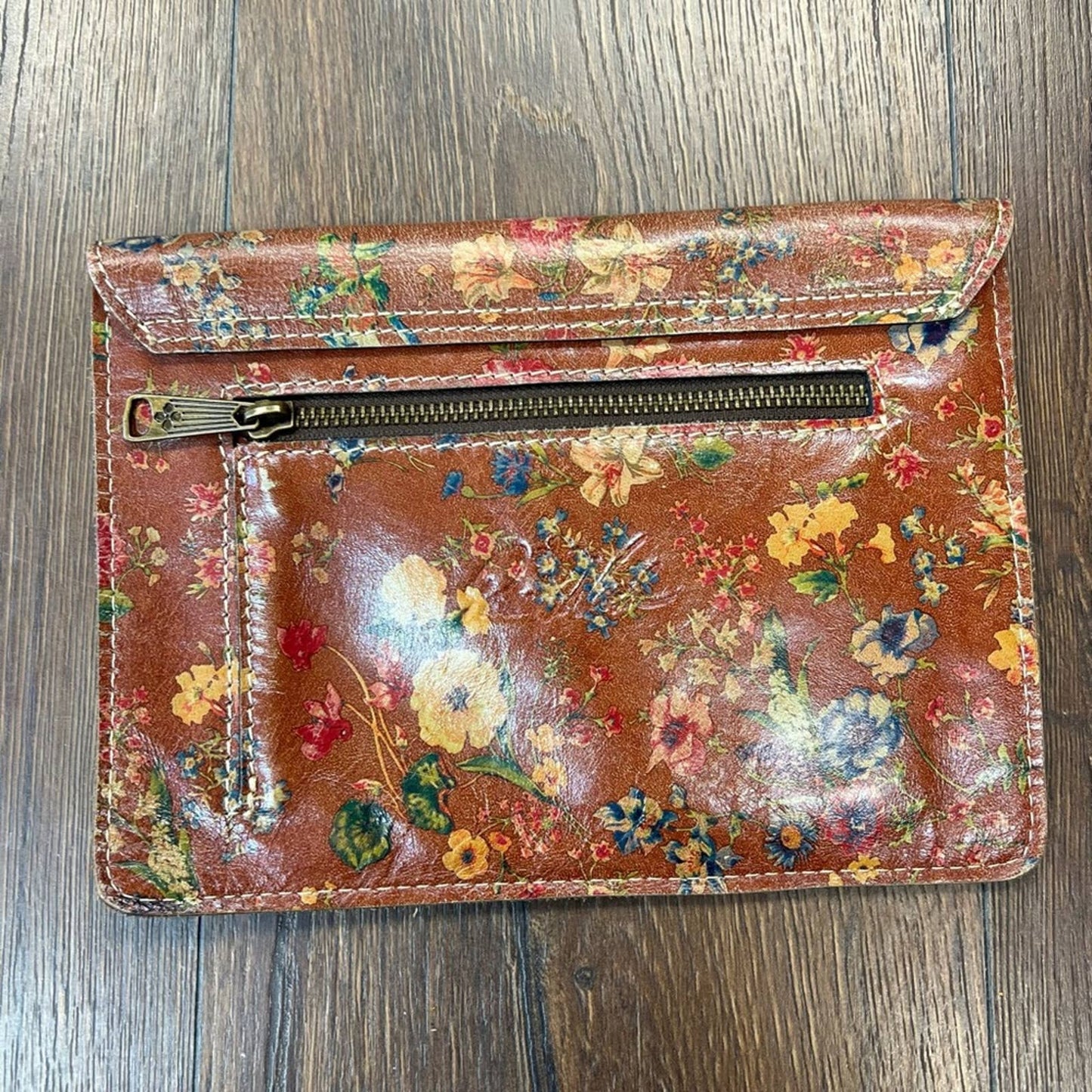 Patricia Nash Prairie Rose Floral Leather Envelope Clutch