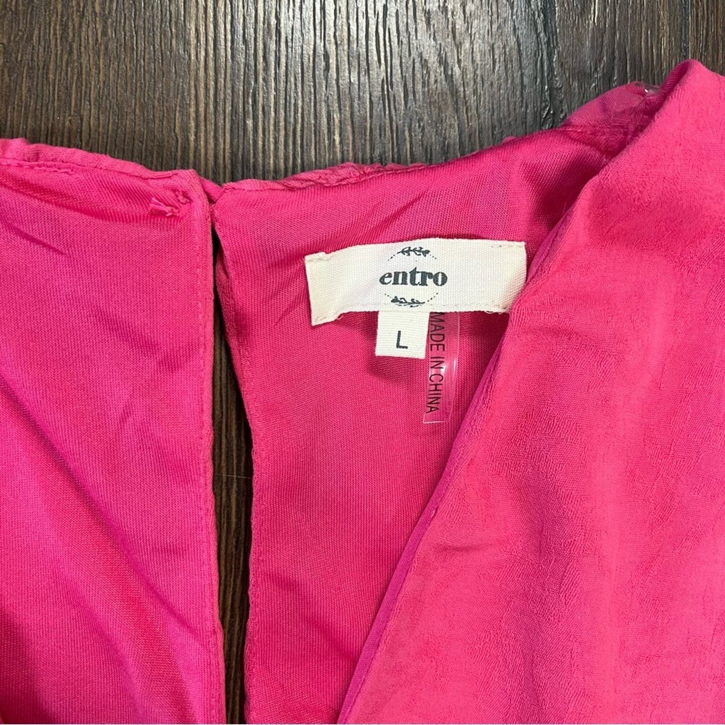 ENTRO Royalty's V-neck Tiered Dress Pink SZ LG