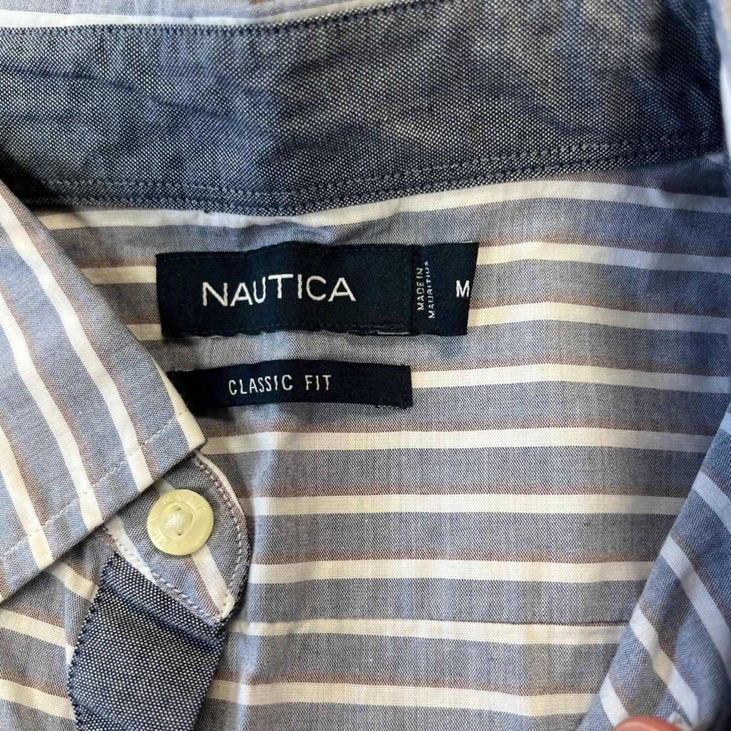 🆕 Nautica striped cotton buttondown SZ MED