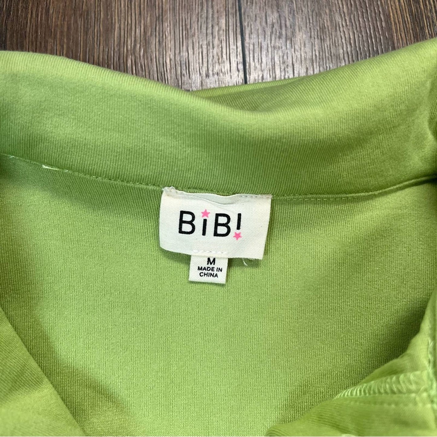 BiBi lime green fleece shacket SZ MED