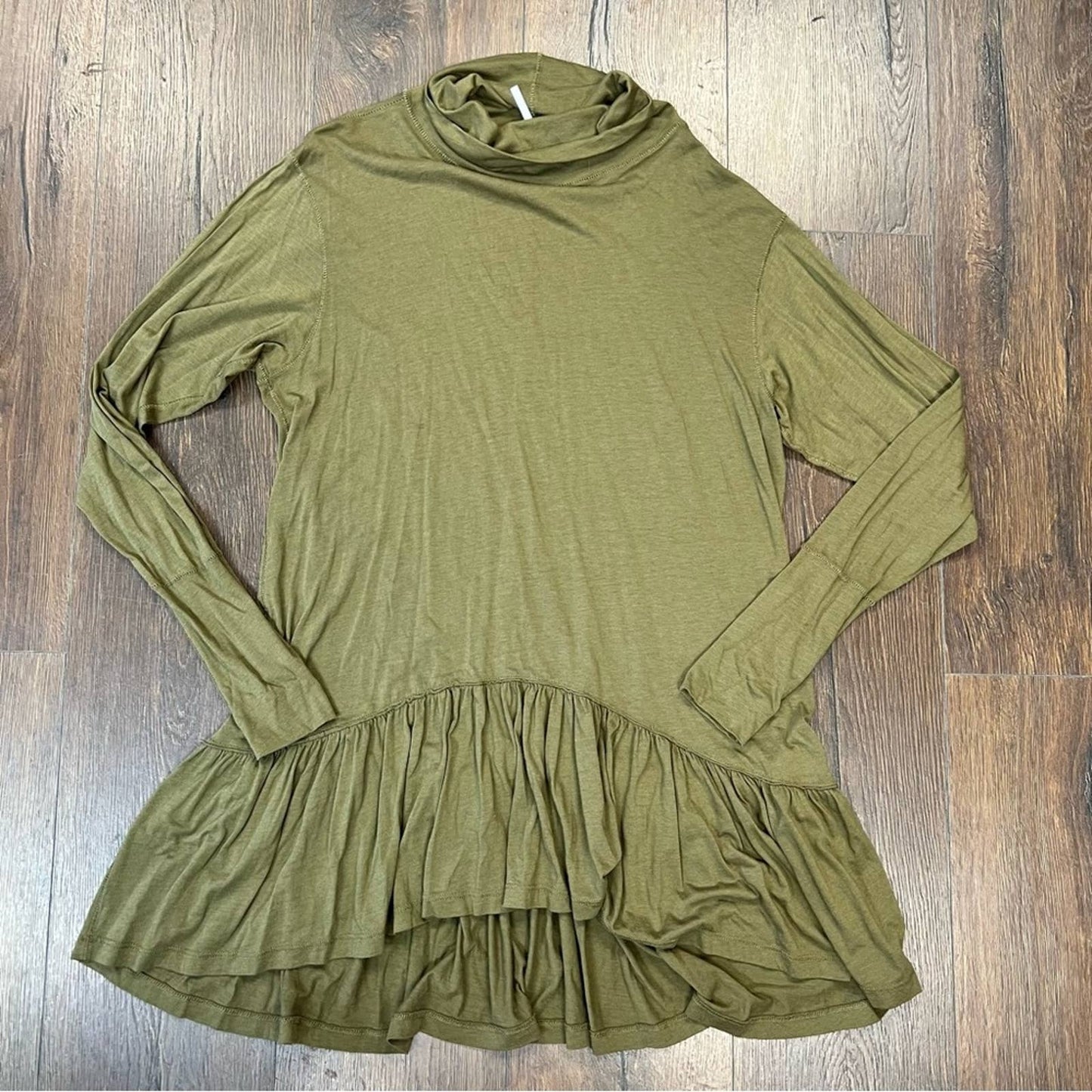 Free People High Neck Ruffle Mia Tunic Top Mini Dress SZ SM
