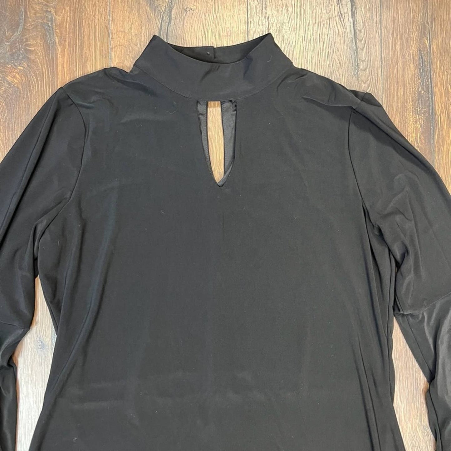 White House black market Mock-Neck Black Knit Shift Dress SZ XL