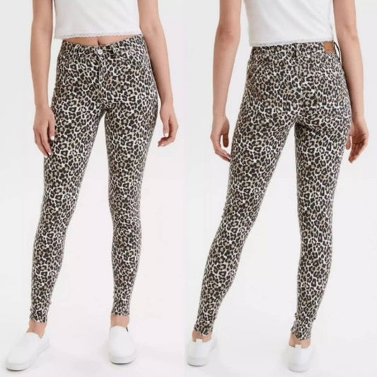 🆕 American Eagle leopard print jeggings SZ 2