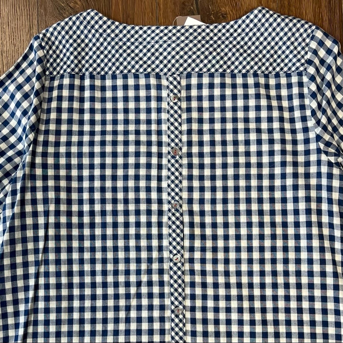 J. Jill indigo gingham button back long sleeve top SZ LG