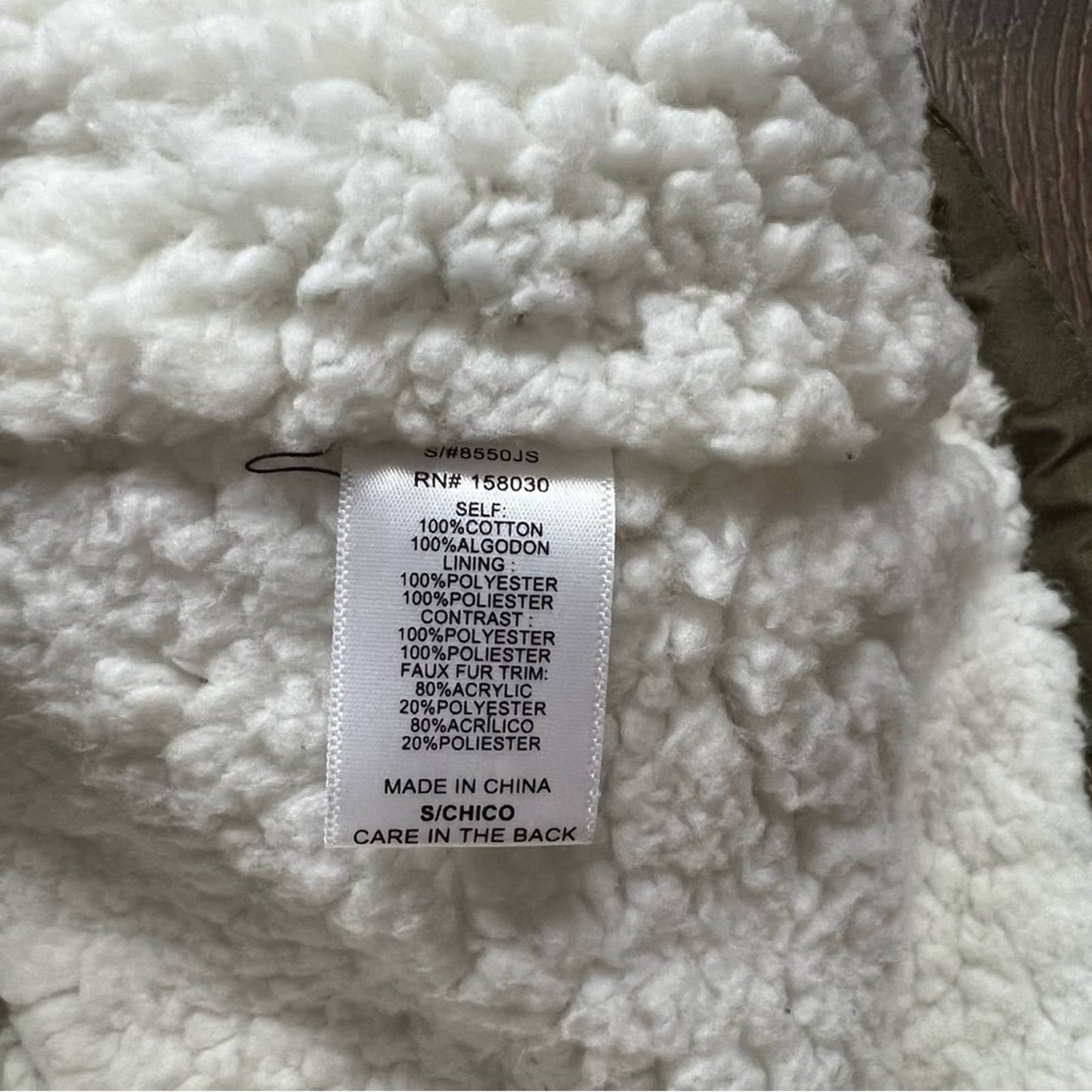 Love Tree Olive Sherpa lined parka SZ SM