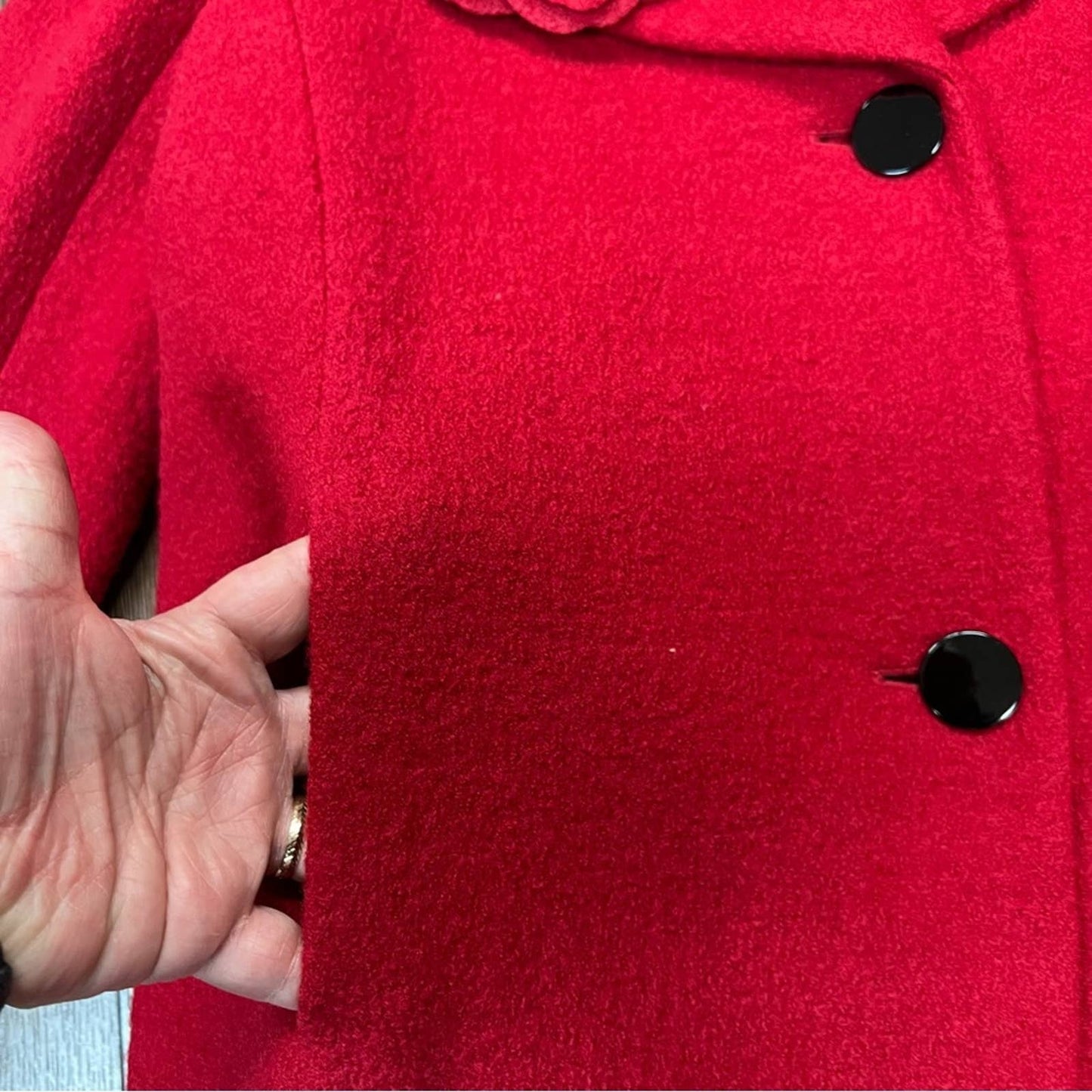 Kate spade ooh la la red Wool boucle poppy dress coat, fashion week 2017 SZ 4