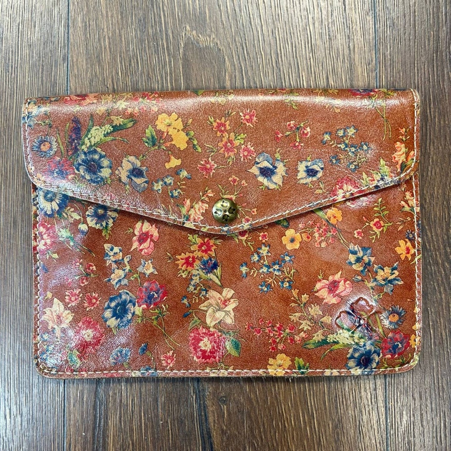 Patricia Nash Prairie Rose Floral Leather Envelope Clutch