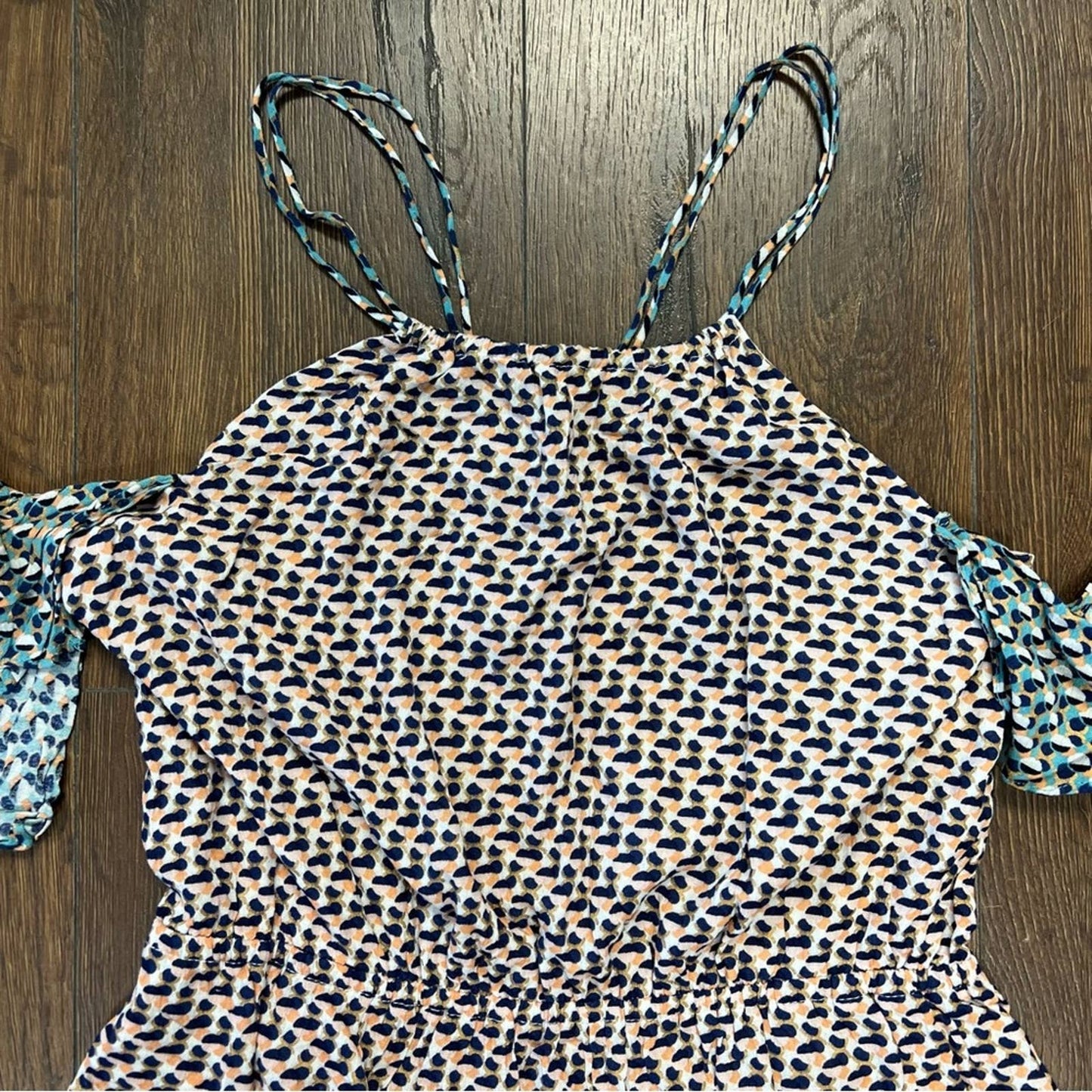 Anthropologie elevenese madalenna multi colored cold shoulder romper SZ SM