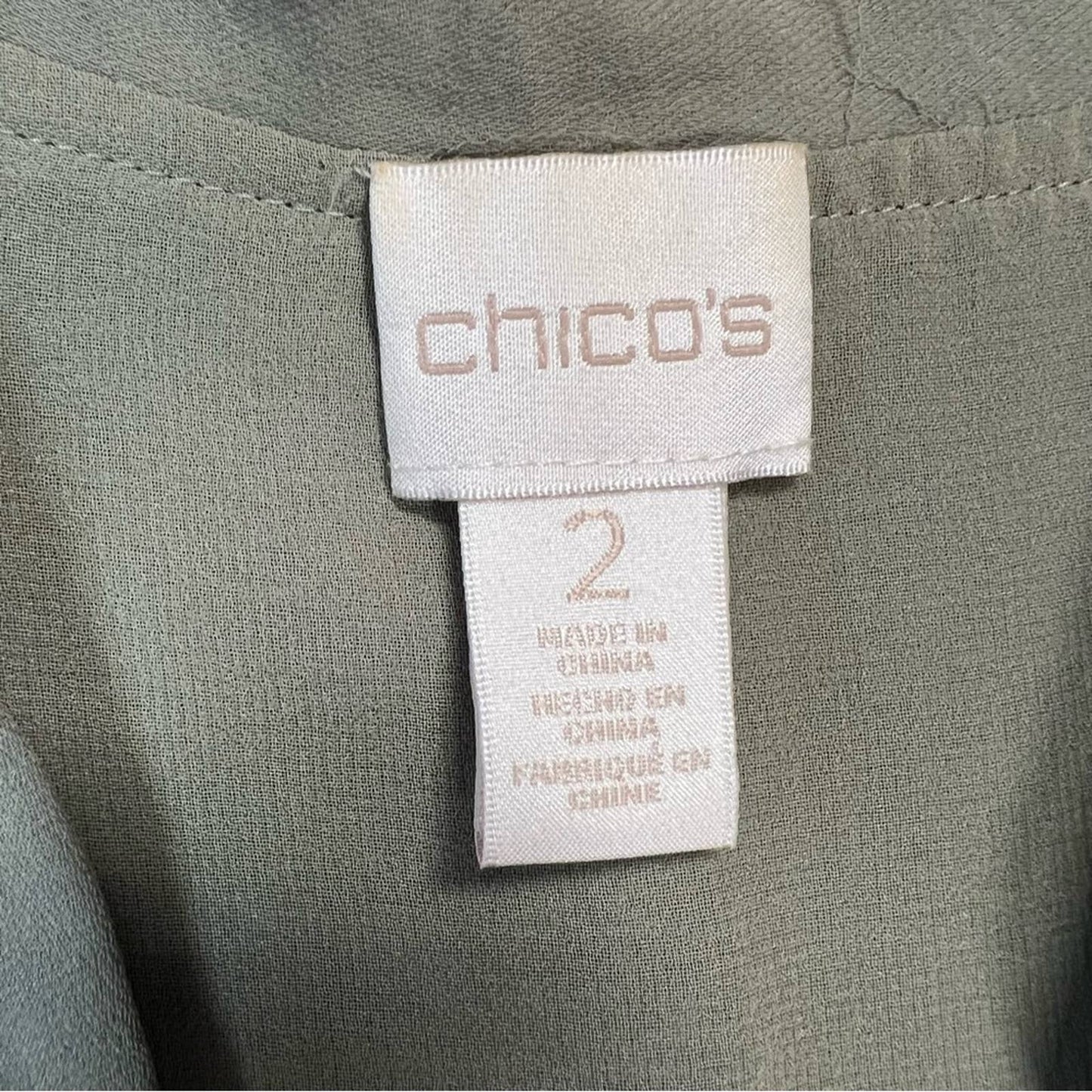 Chicos olive layered vest SZ 2/LG