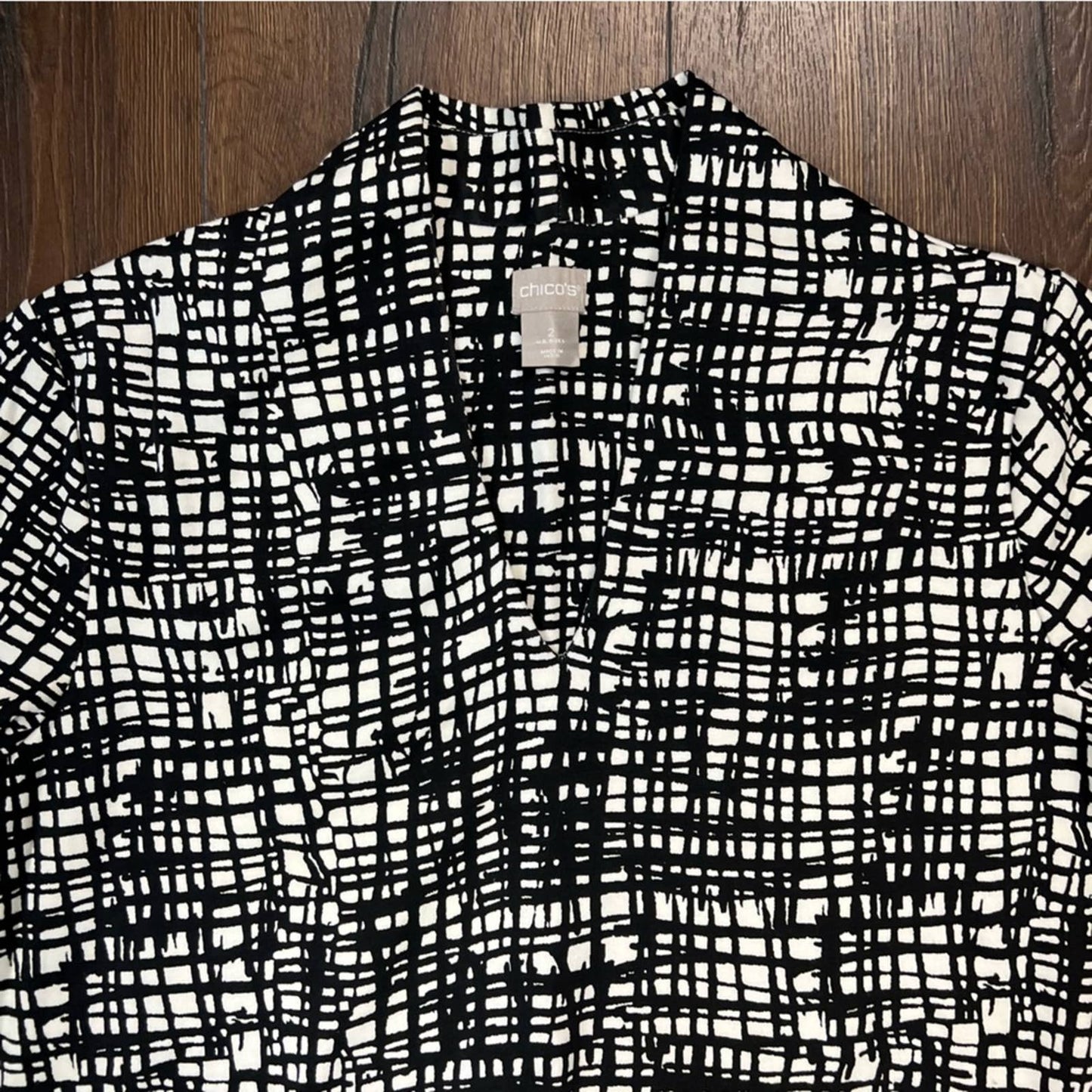 Polished Criss-Cross Print Pima Cotton Tunic SZ 2/LG