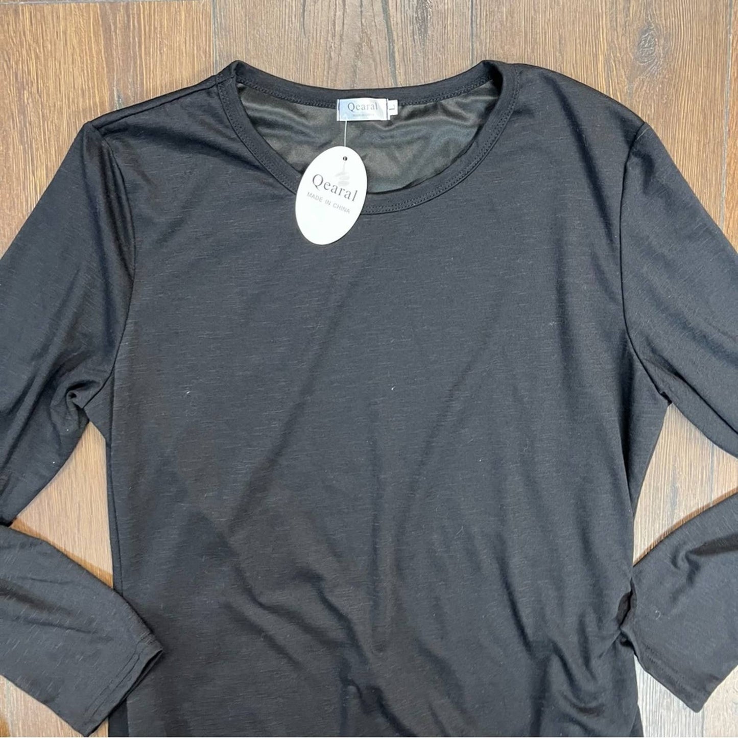 🆕 Qearal Ruched Bodycon Casual Long Sleeve Mini T-Shirt Dress SZ LG