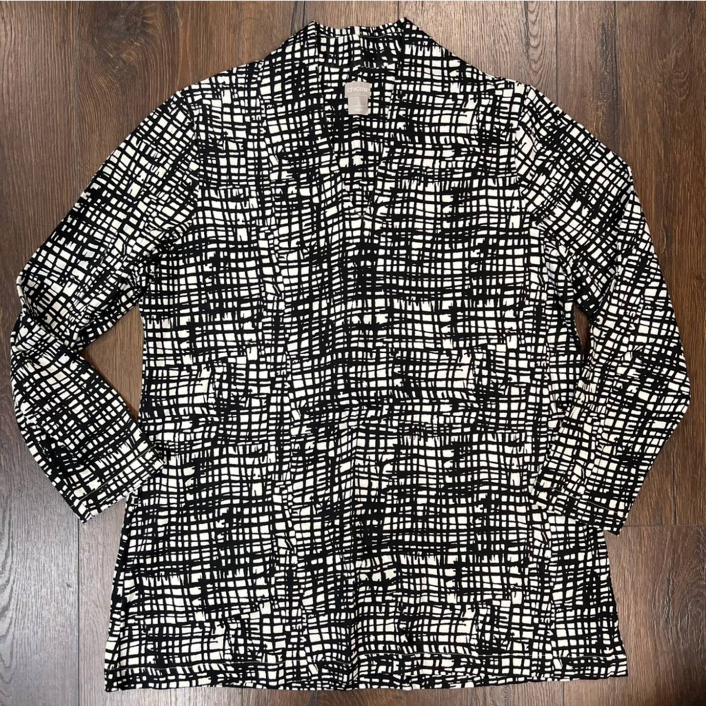 Polished Criss-Cross Print Pima Cotton Tunic SZ 2/LG