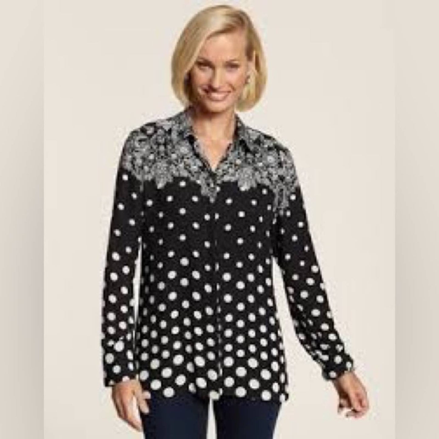 Chicos Dot Gradiations Ninka Top SZ 2/LG