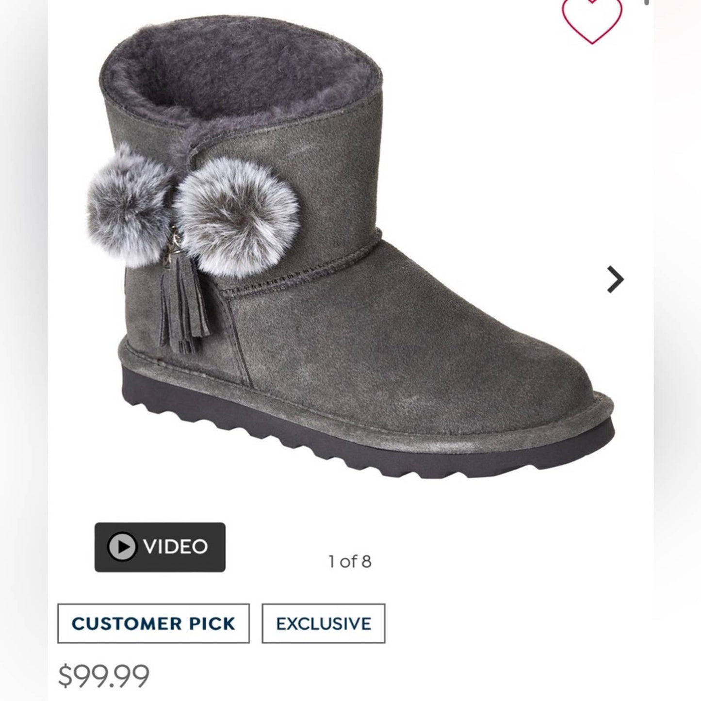 🆕 BEARPAW Ashlyn Suede Water- and Stain-Repellent Boot SZ 7