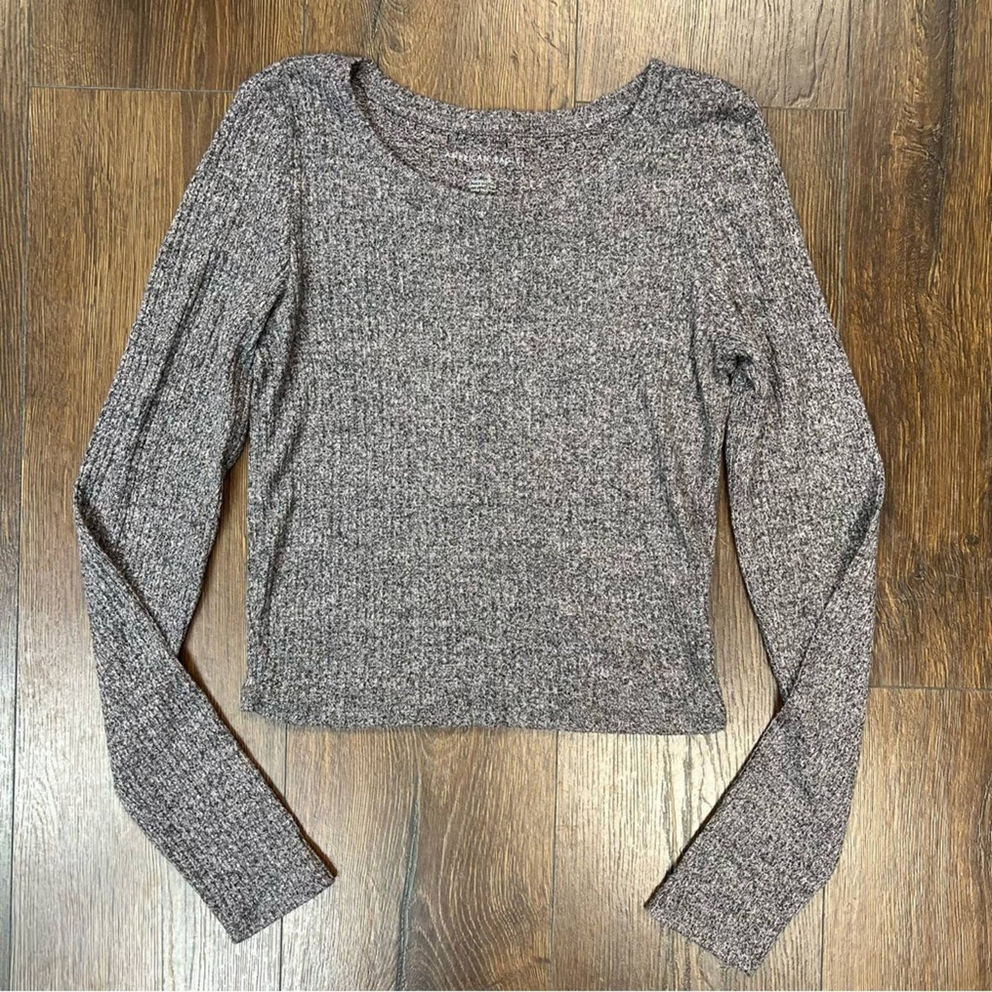 American Eagle gray ribbed cropped long sleeve SZ SM