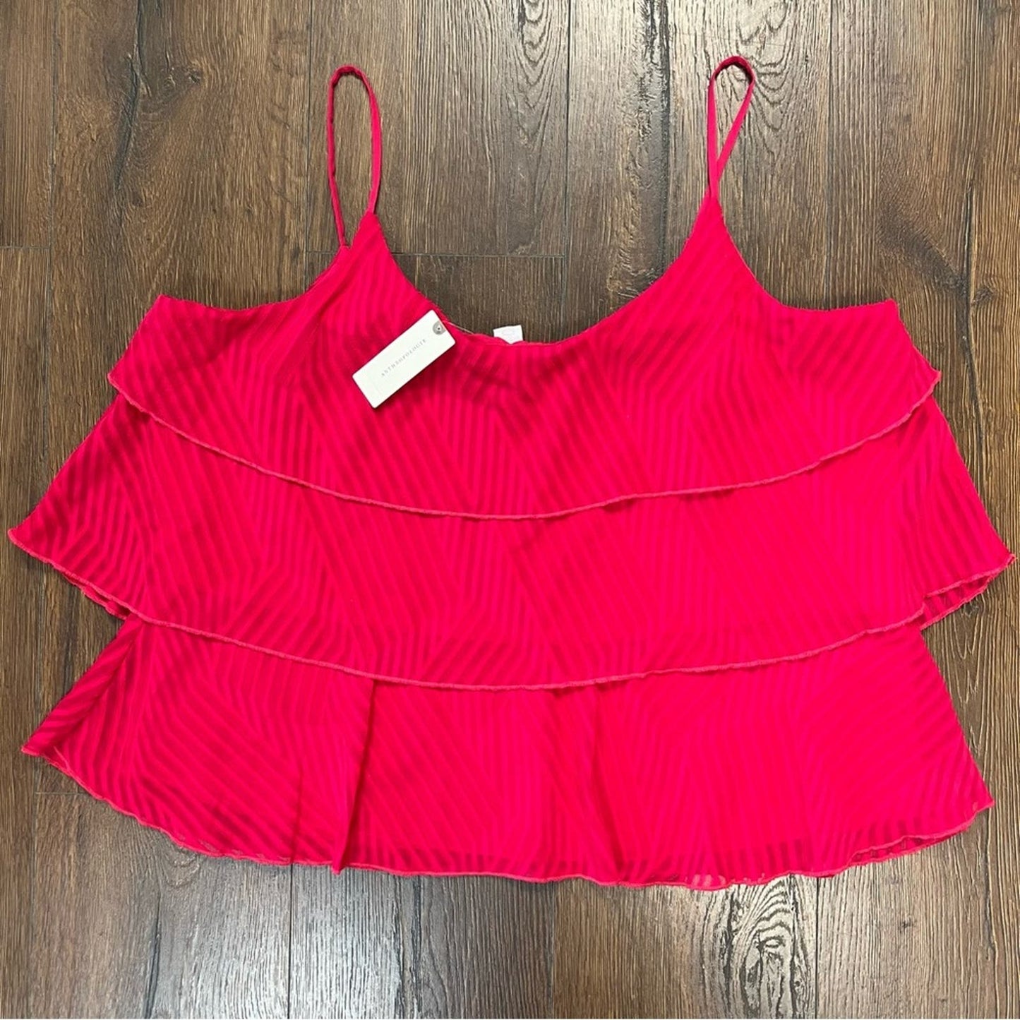 🆕 Anthropologie AMADI pink tiered tank SZ LG