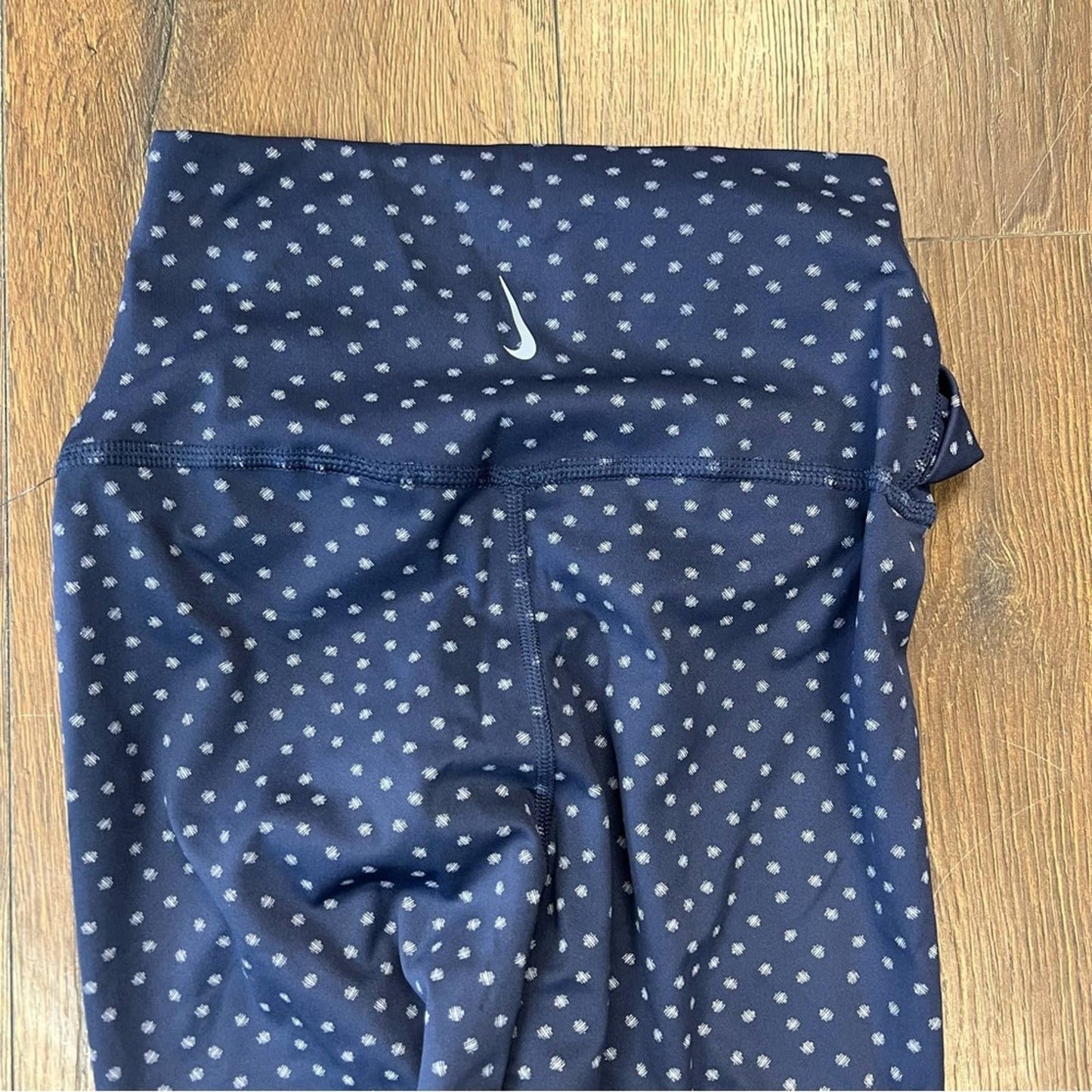 🆕 Nike Dri-fit Blue Yoga Polka Dots Printed Twist 7/8 Tight Leggings SZ XS