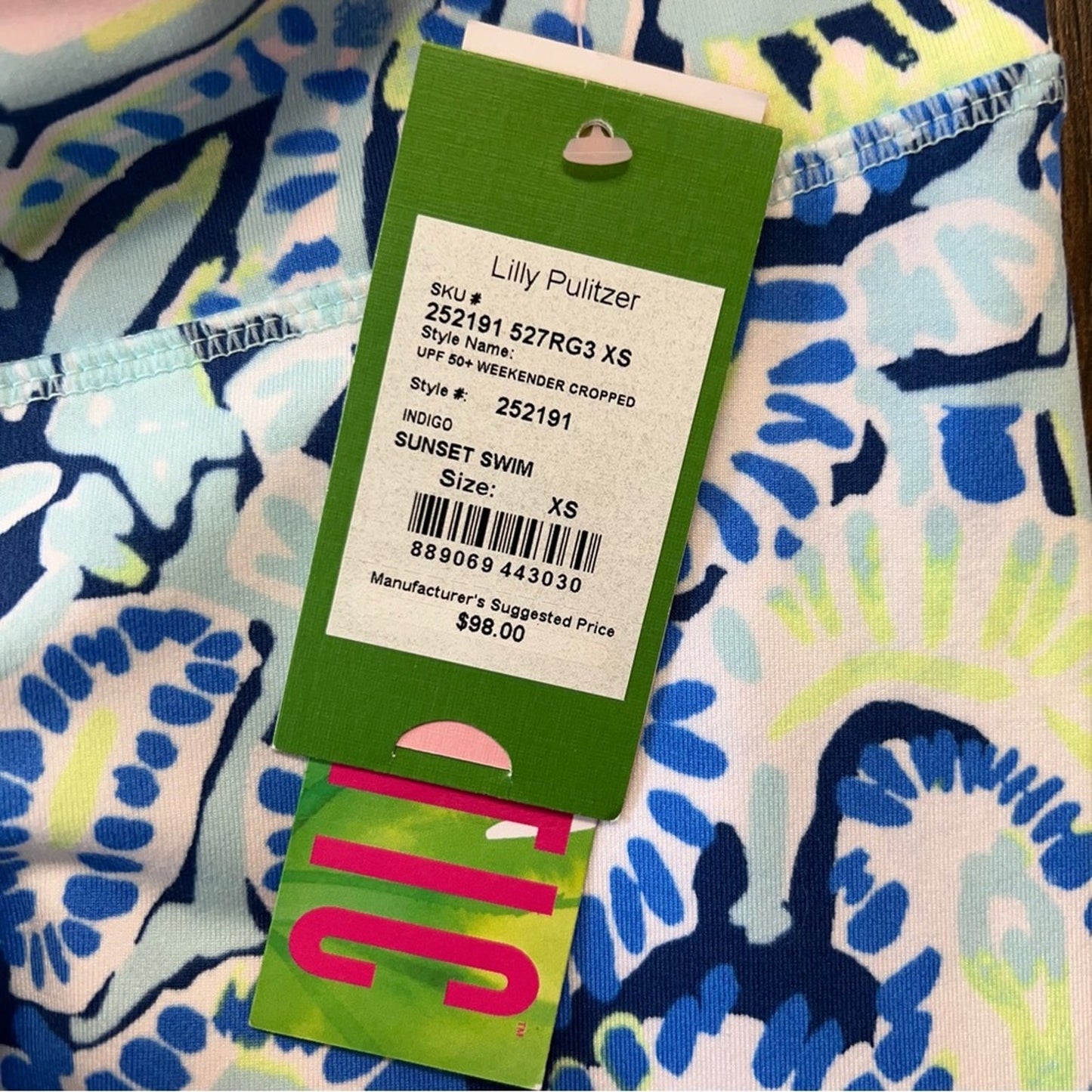 🆕 Lilly Pulitzer luxletic UPF 50+ weekender crops in sunset swim SZ XS