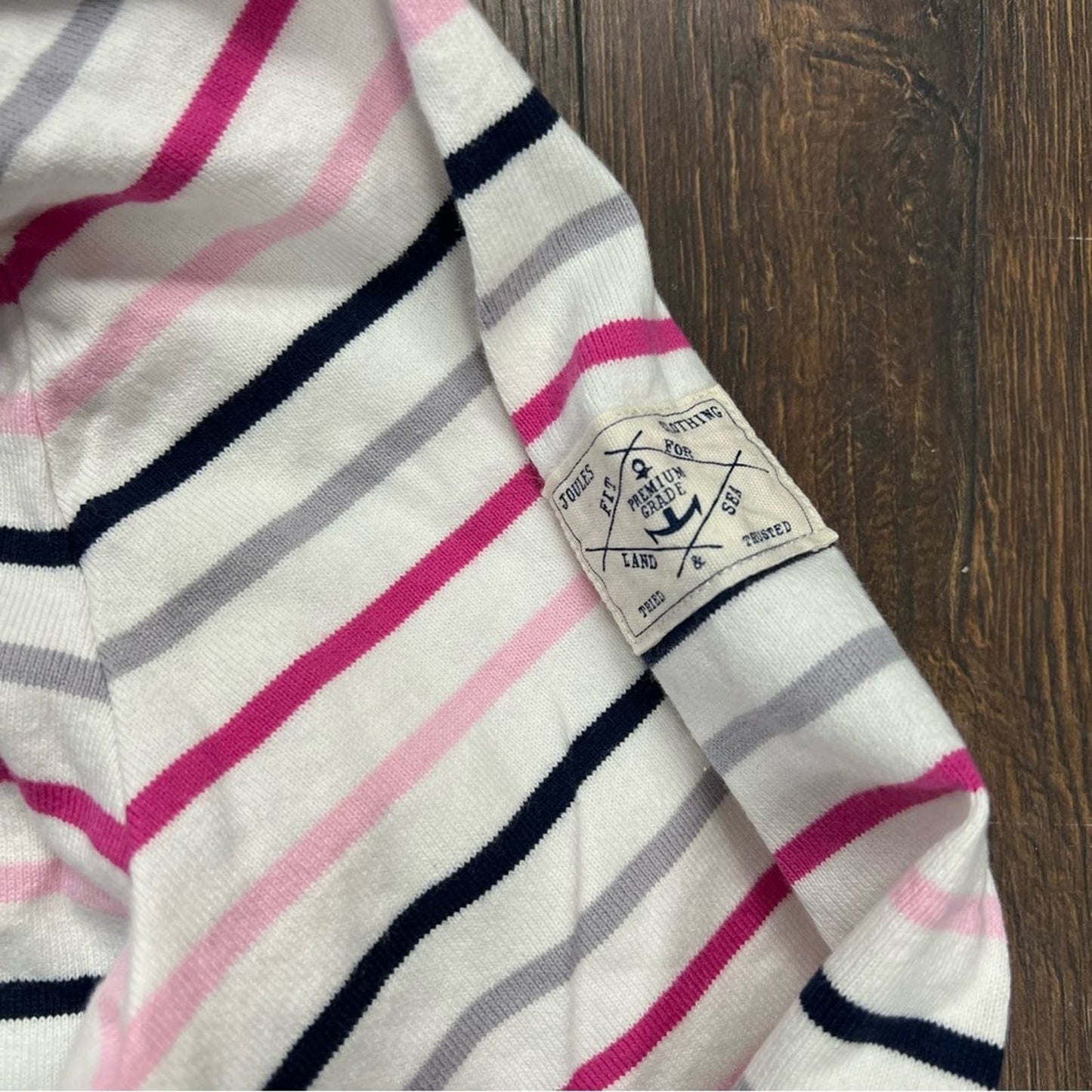 Joules Striped Harbour Top with 3/4 Sleeve SZ 10