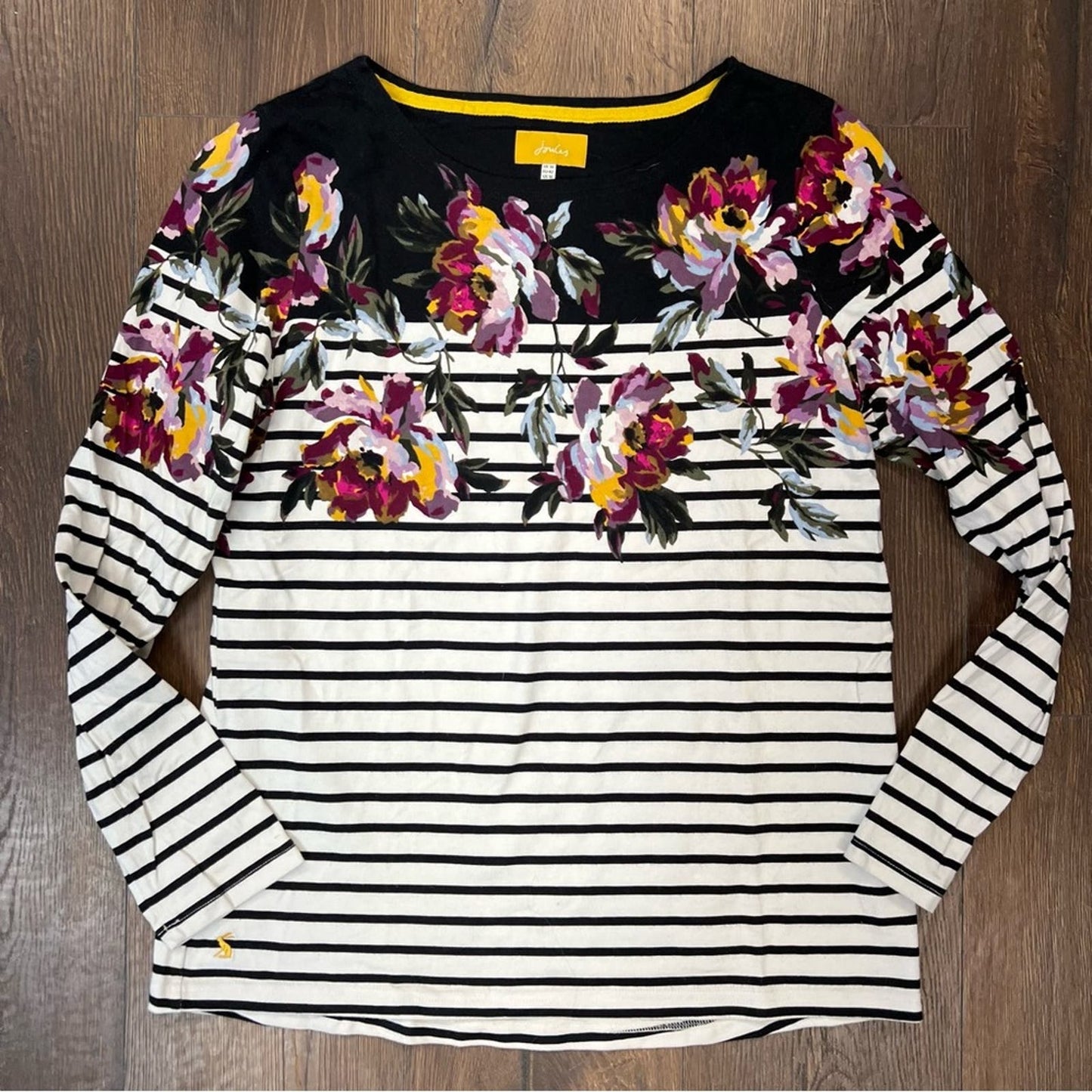 Joules Women's Harbour Peony Print Top - Black/White SZ 10