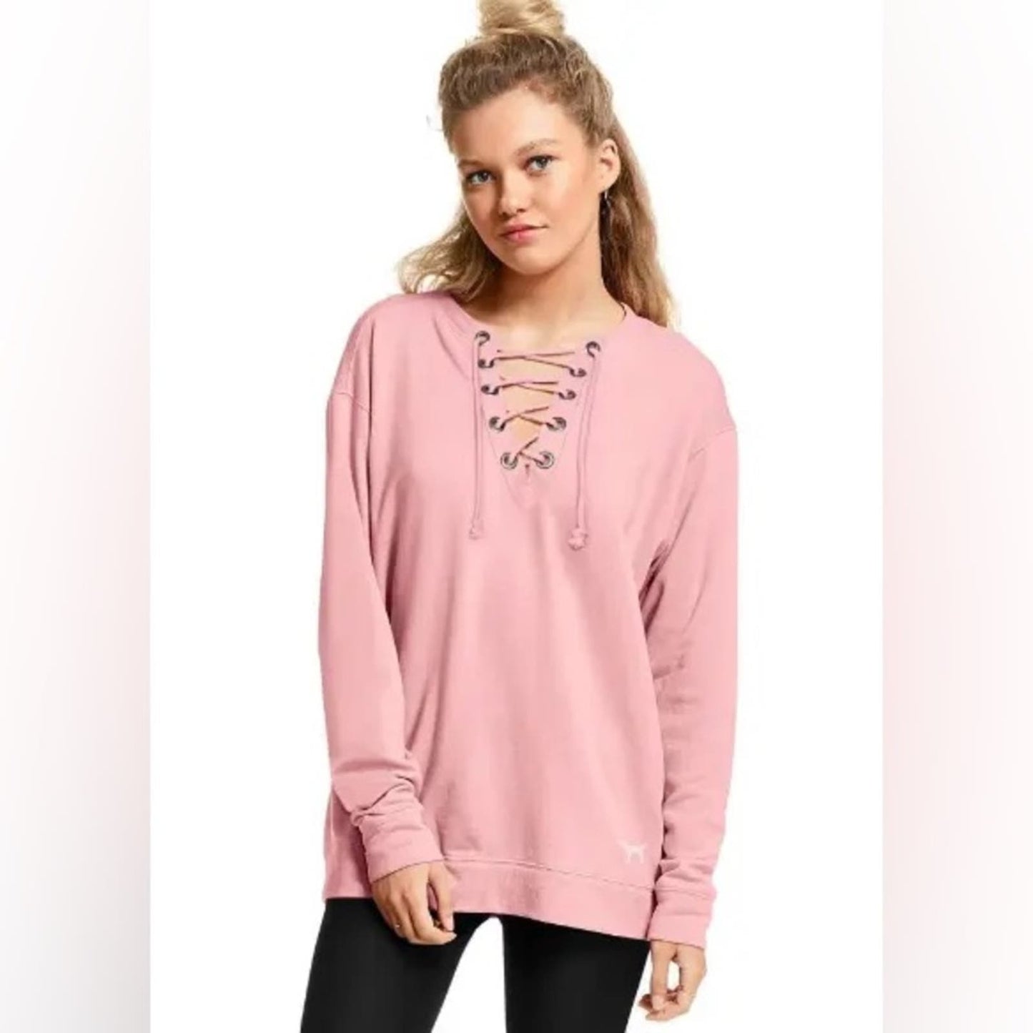 Victoria secret PINK lace up sweatshirt SZ MED