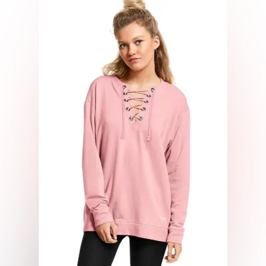 Victoria secret PINK lace up sweatshirt SZ MED