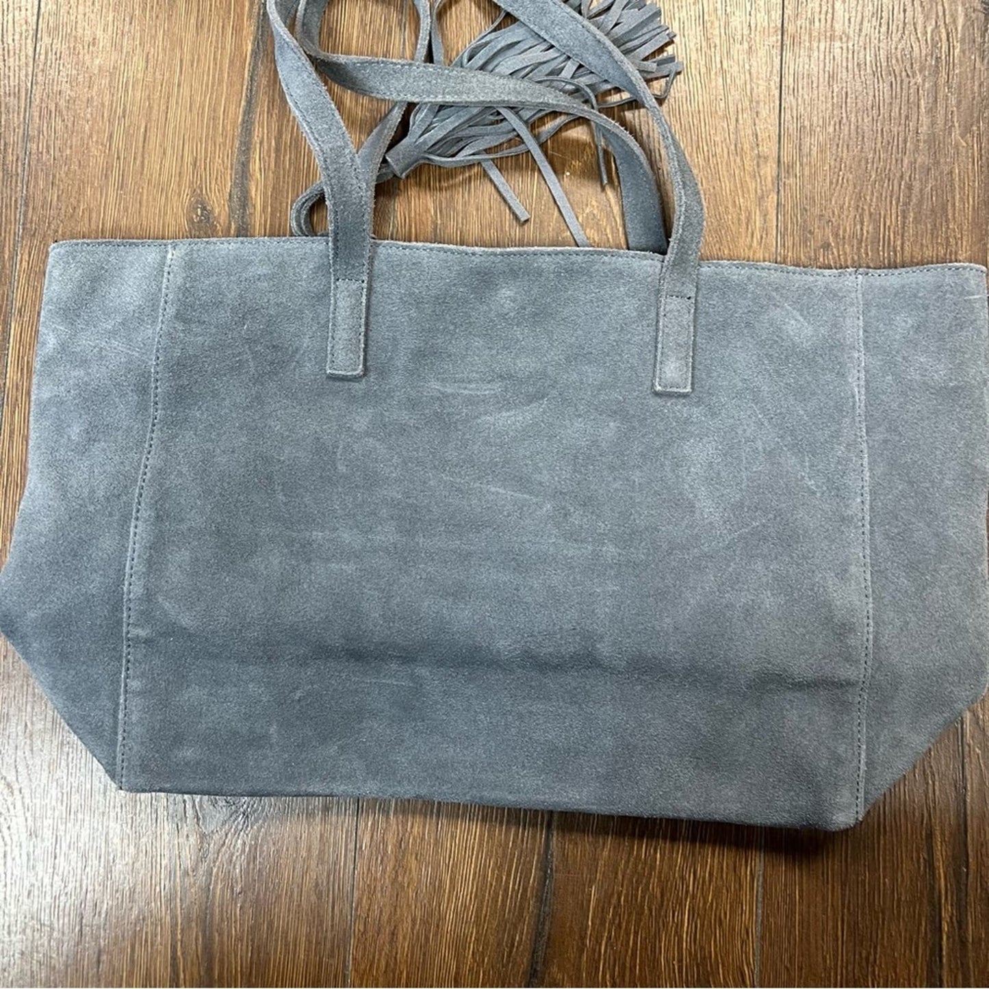 M.I.L.A. made in Los Angeles - gray Suede Tote w/ Tassel