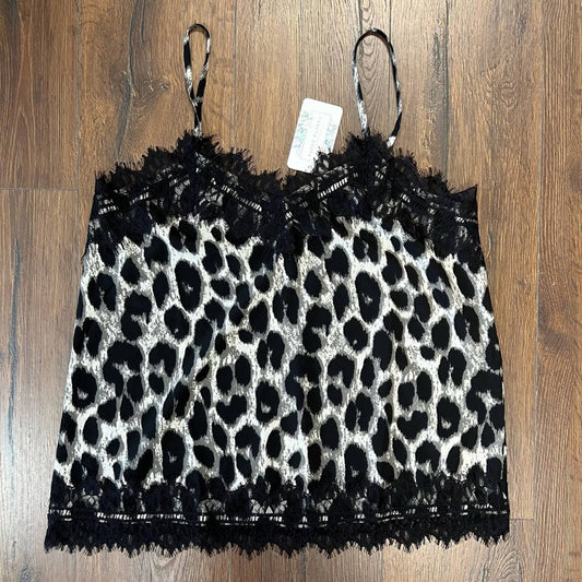 🆕 ee:some Rescue You Gray Leopard Print Lace Tank Top SZ LG