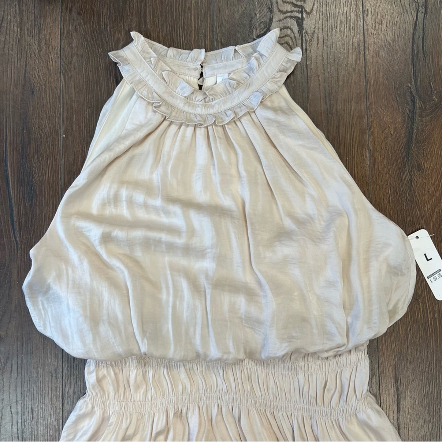 🆕 Glam los angeles boutique champagne dress SZ LG