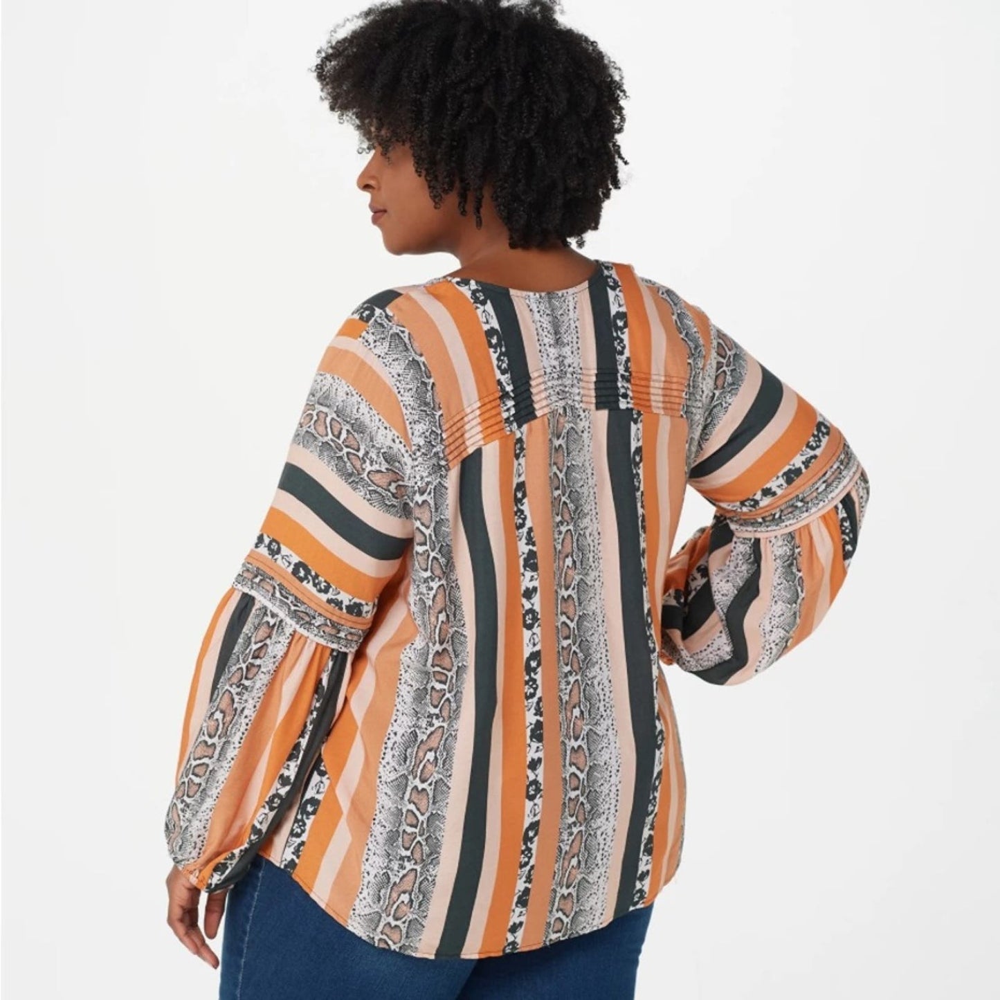 🆕 Tolani Collection Blouson-Sleeve Printed Top SZ MED