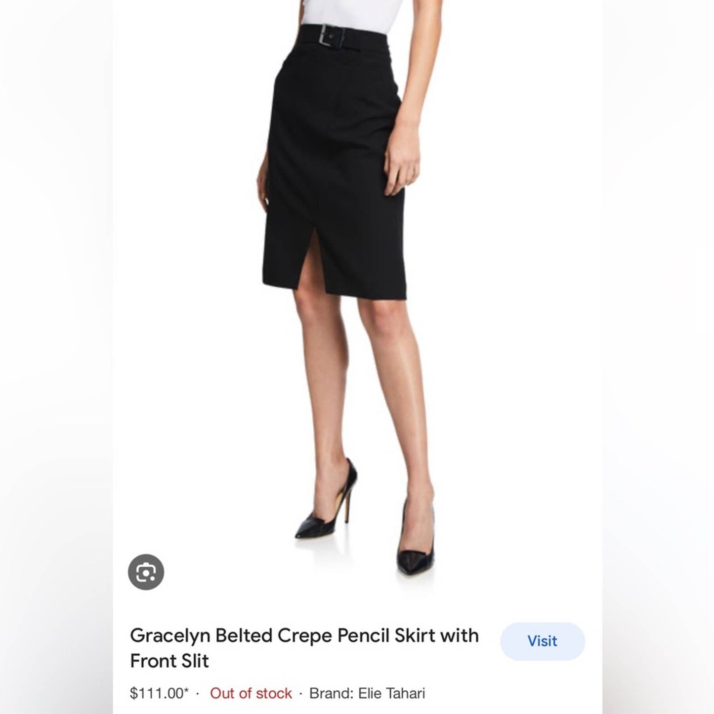 Elie Tahari Gracelyn Belted Crepe Pencil Skirt with Front Slit SZ 6