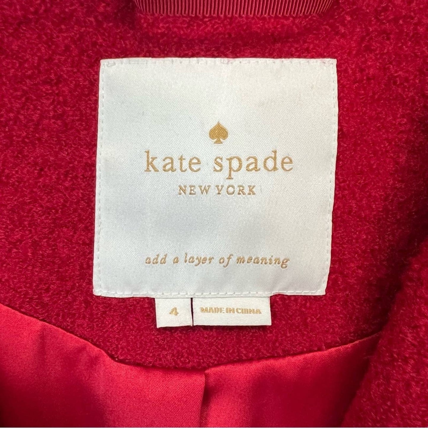 Kate spade ooh la la red Wool boucle poppy dress coat, fashion week 2017 SZ 4