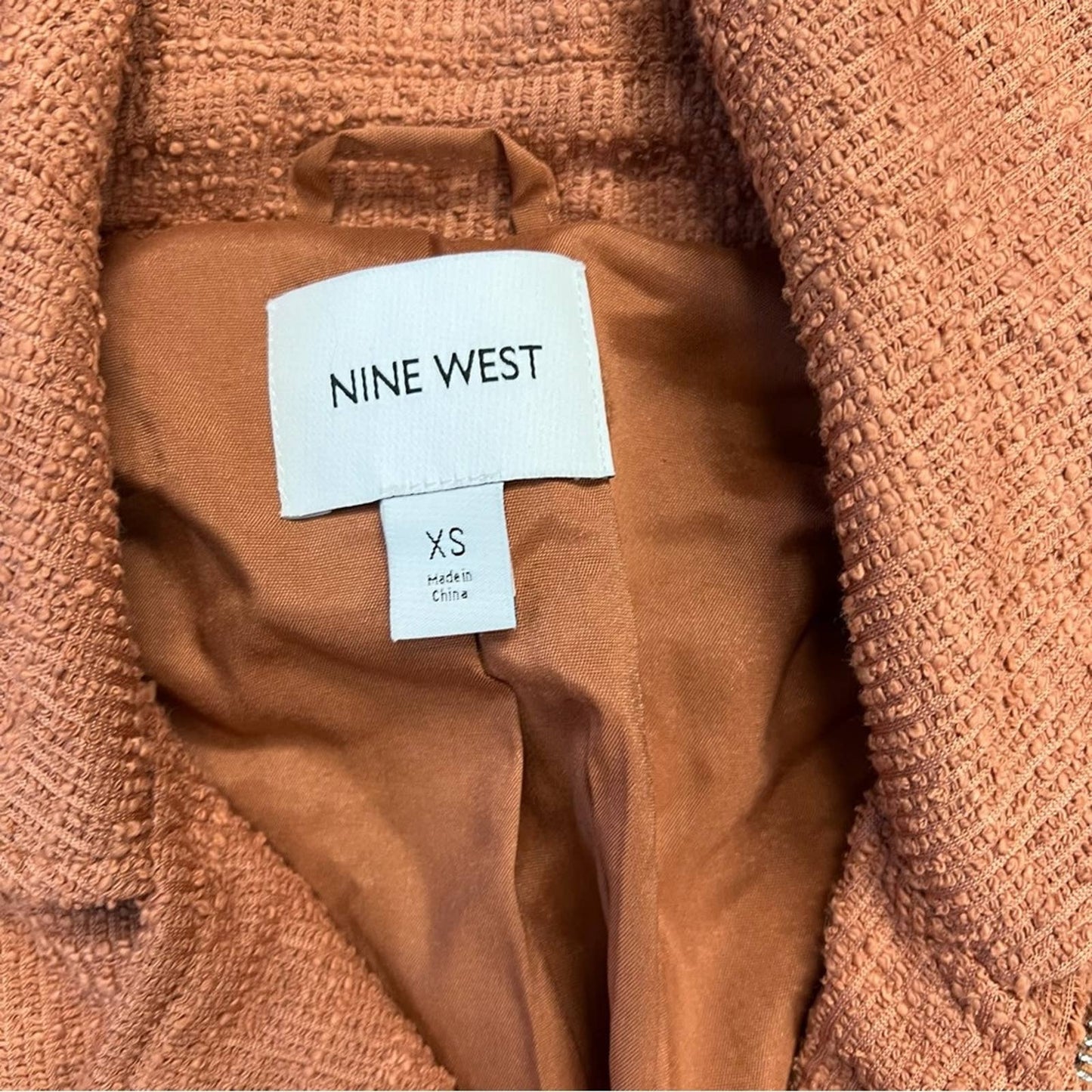 Nine West Textured Knit Moto Jacket- mocha frosting color SZ XS